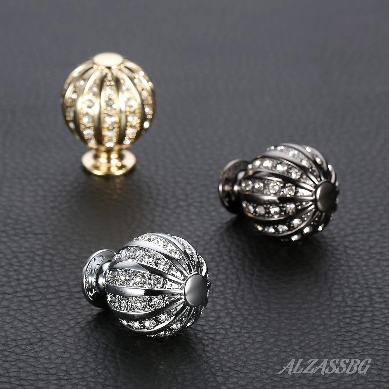 Alzassbg 5 Pack Polished Chrome Cabinet Knobs, 1 Inch(27mm) Diameter Round Crystal Knobs for Cabinets and Drawers AL1078CP