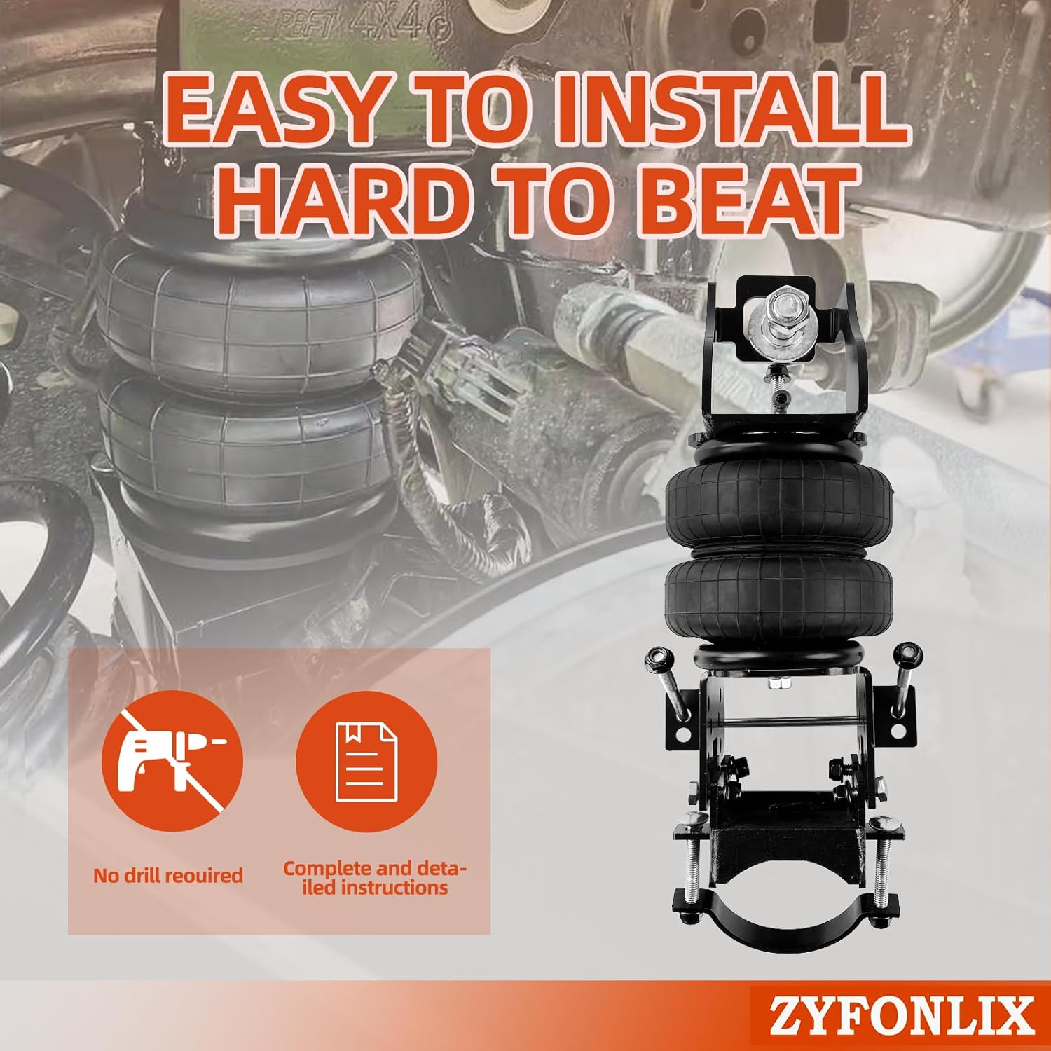 Air Spring Bag Suspension Kit Compatible with 1999-2004 Ford F-250 and F-250 Super Duty Pickups 3/4 ton With 8 Lugs OEM Number Replace firestone 2250, TOW-BB-FO9904 up to 5000 lbs