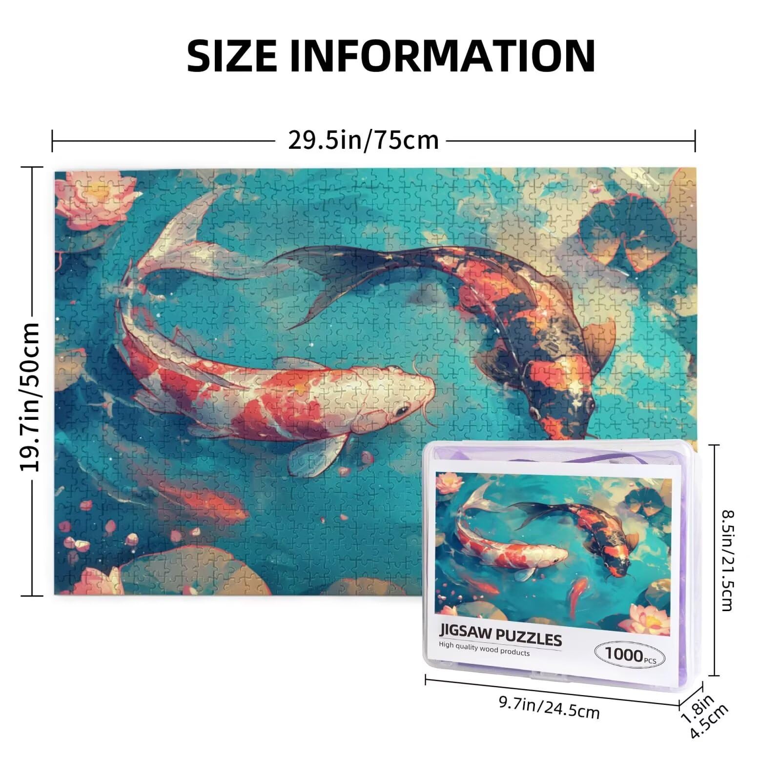Puzzle kwiatowe, 3000 elementów, ryby koi, puzzle dla dorosłych, z pudełkiem na prezent, "zrób to sam", duże drewniane puzzle dla dorosłych, gra zręcznościowa dla całej rodziny, prezenty dla kobiet