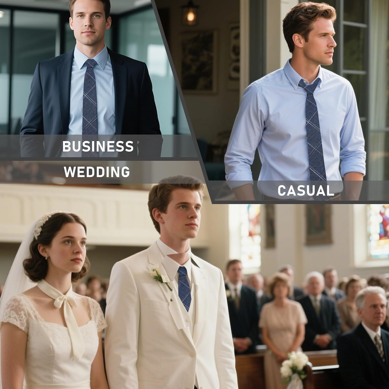 Plaid Striped Cotton Ties for Men, Fashionable Men's Ties Mens Necktie for Wedding Party Lecture School Formal Prom - Image 5