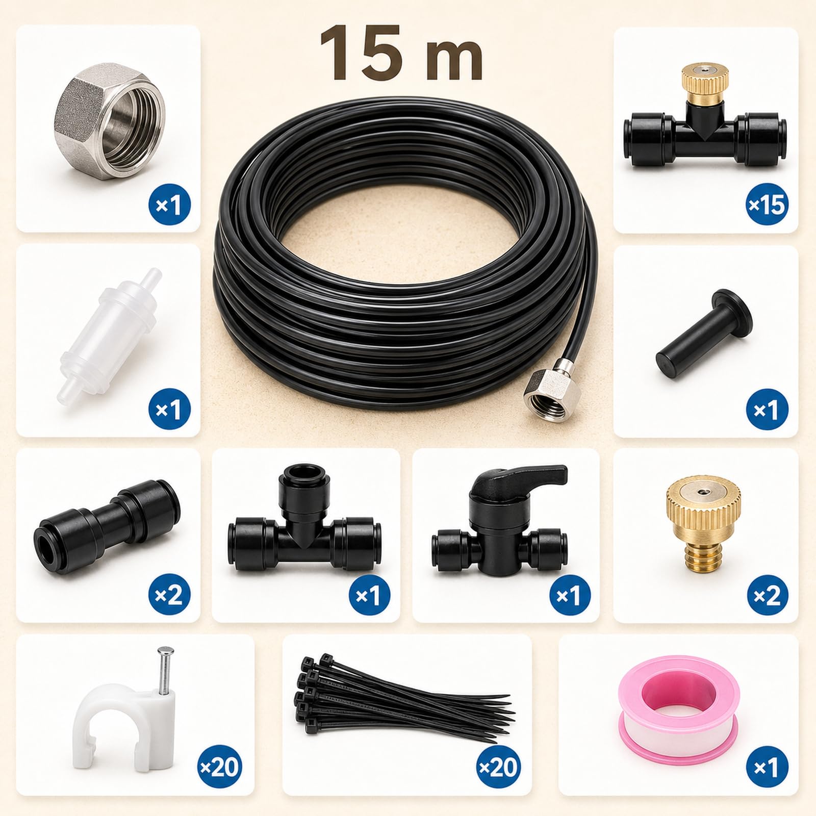 Brumisateur Terrasse Exterieur Kit,Brumisateur pergola,Système De Refroidissement Extérieur Parbrumisateur,Kit de Tuyau Brumisateur,Refroidissement,pour Jardin,Terrasse et Plantes Pot