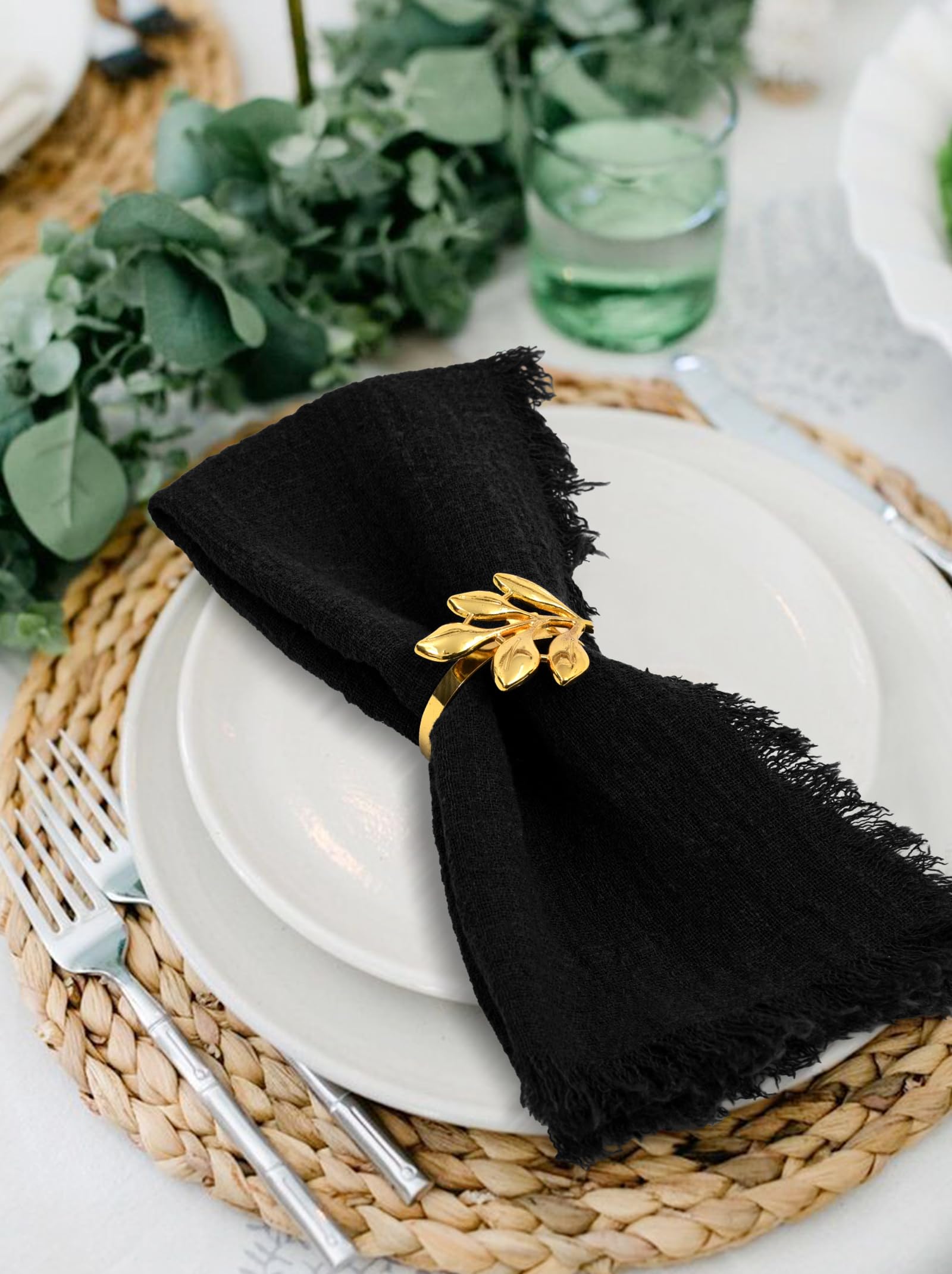 Napkin Ring Black And Gold Cloth Napkins Geometric Dinner Napkin