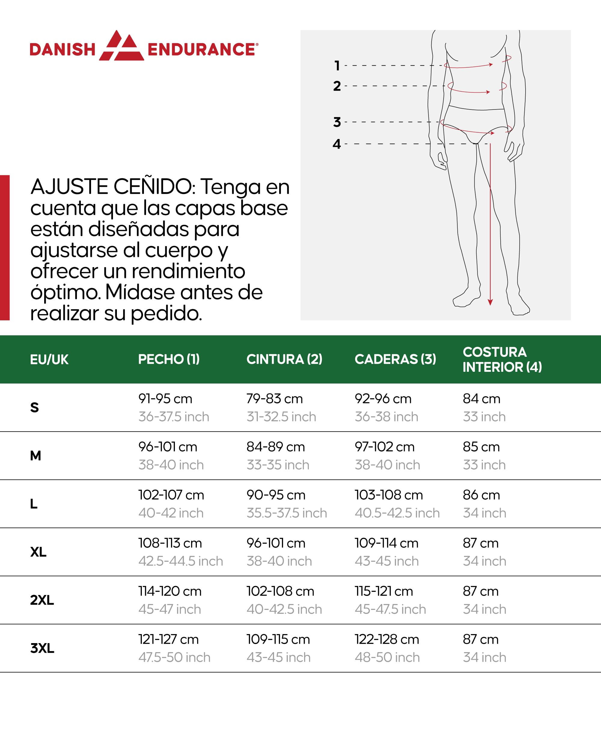 DANISH ENDURANCE Capa Base Media Cremallera Merino Hombre, Conjunto Térmico