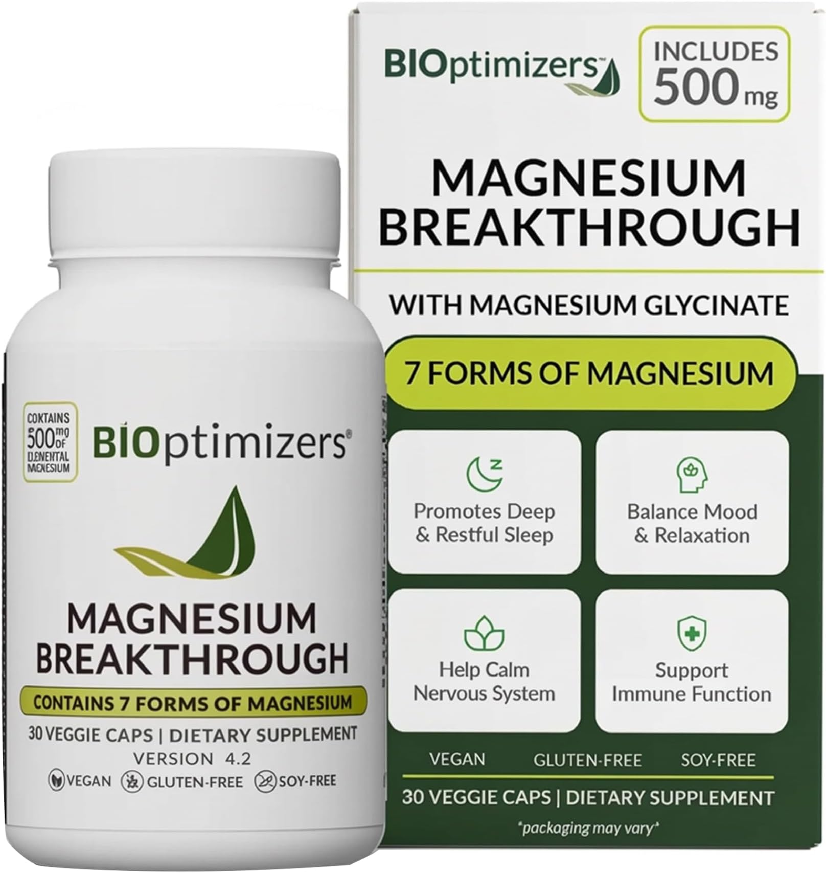 BiOptimizers Magnesium Breakthrough - version 4 -Natural Sleep and Brain Supplement - 30 caps