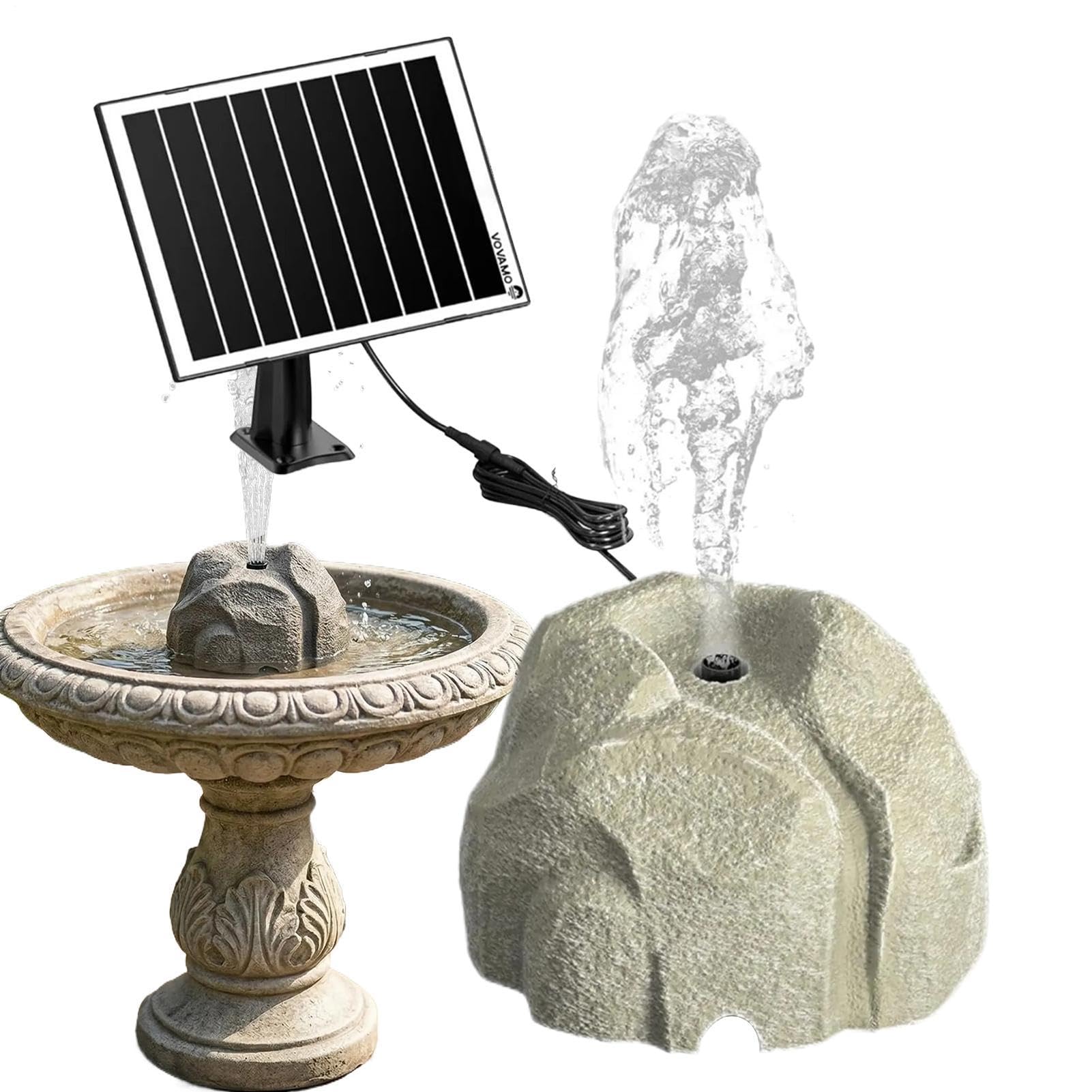 Fontaine solaire de jardin idéale pour animer les bassins et patios des maisons de vacances