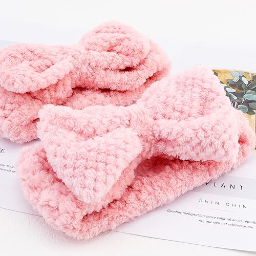 Miniatura 6 de YISSION 2 diademas de spa con lazo, banda antideslizante para la cabeza para lavar la cara, maquillaje y cuidado de la piel, banda elástica para el