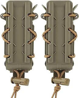 Pistol Mag Pouch, 9mm Magazine Pouches Adjustable Universal Mag Carrier 45 ACP with Belt and MOLLE Clips, 2 Pack - Gayontech