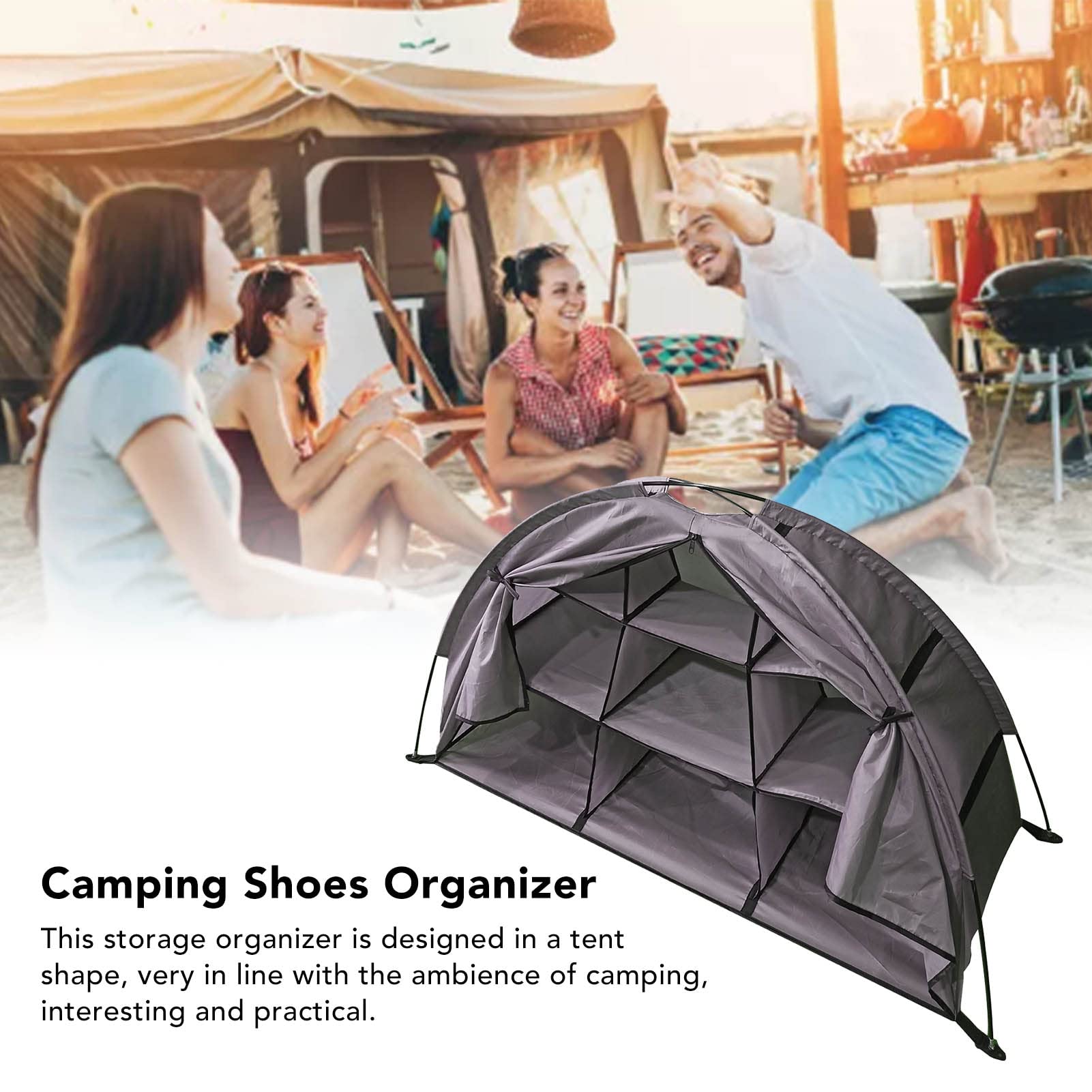 HERCHR Outdoor Camping Lagerschrank Zelt Camping Schuhe Organizer 9 Regal Schuh Organizer Zelt Organizer Für Campingausrüstung(Braun)