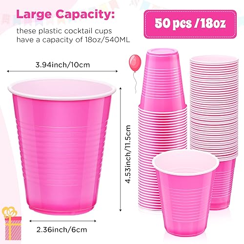Miniatura 2 de 50 vasos de plástico desechables de 18 onzas para fiestas, bodas, fiestas de cumpleaños, vasos de agua potable para interiores y exteriores,