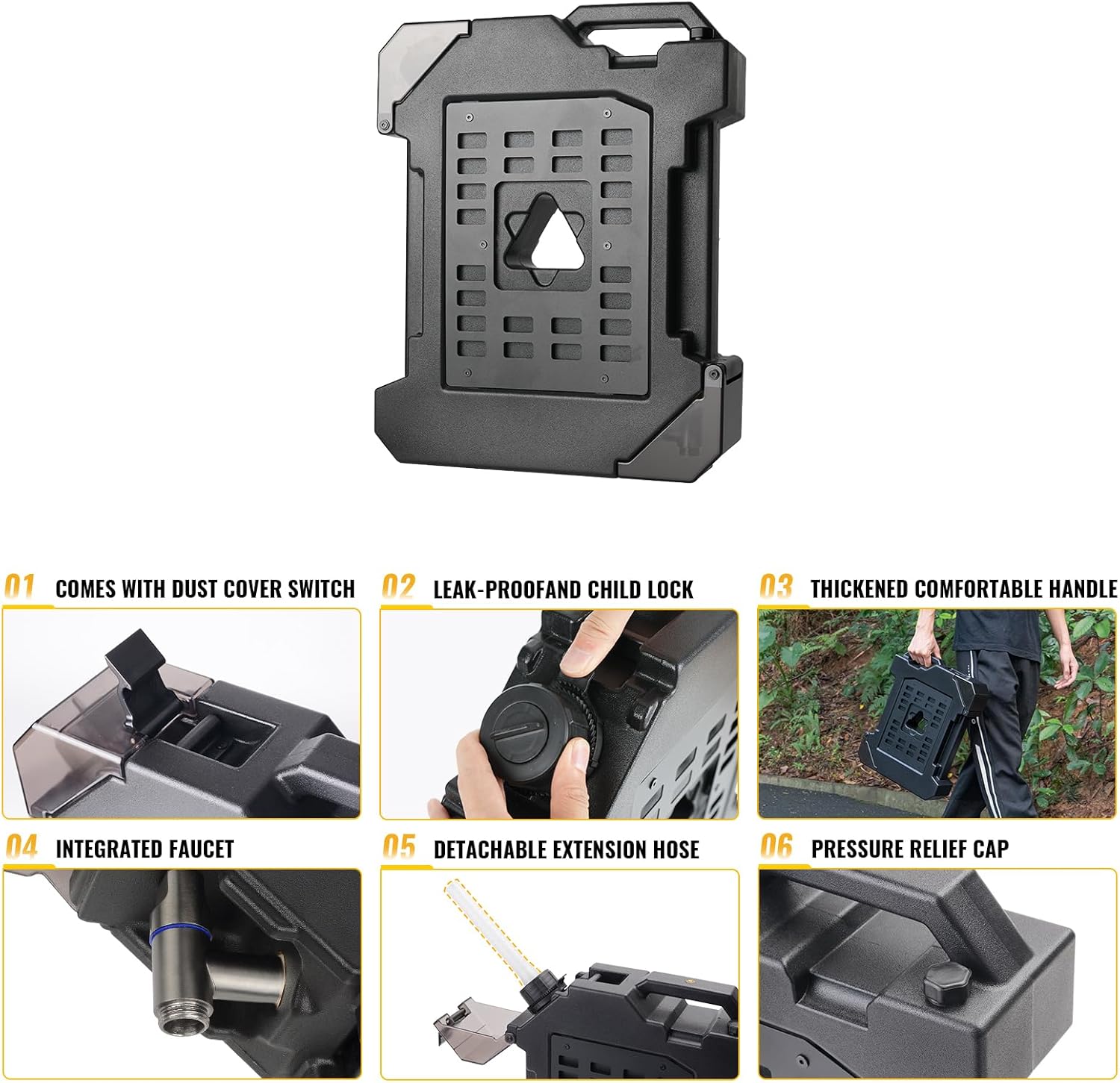 MAIKER 9L Door Hinge Mounted Water Can with Faucet Drinking Water Bucket Bottle Compatible with Jeep Wrangler JK JL 2007–2025 & Gladiator JT 2020–2025 with Lock Bracket