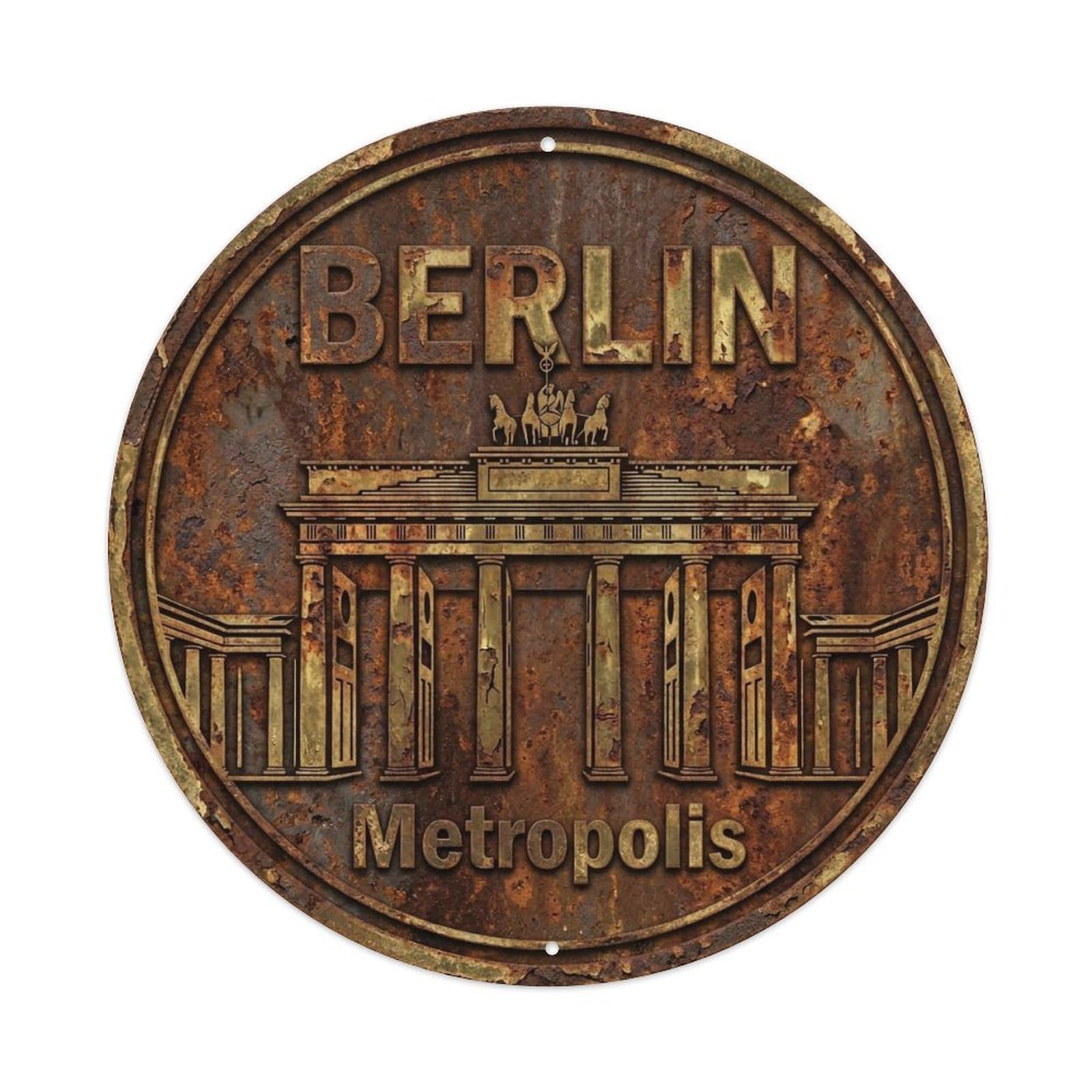 Vintage Travel Berlin Germany Gateway Metal Tin Sign