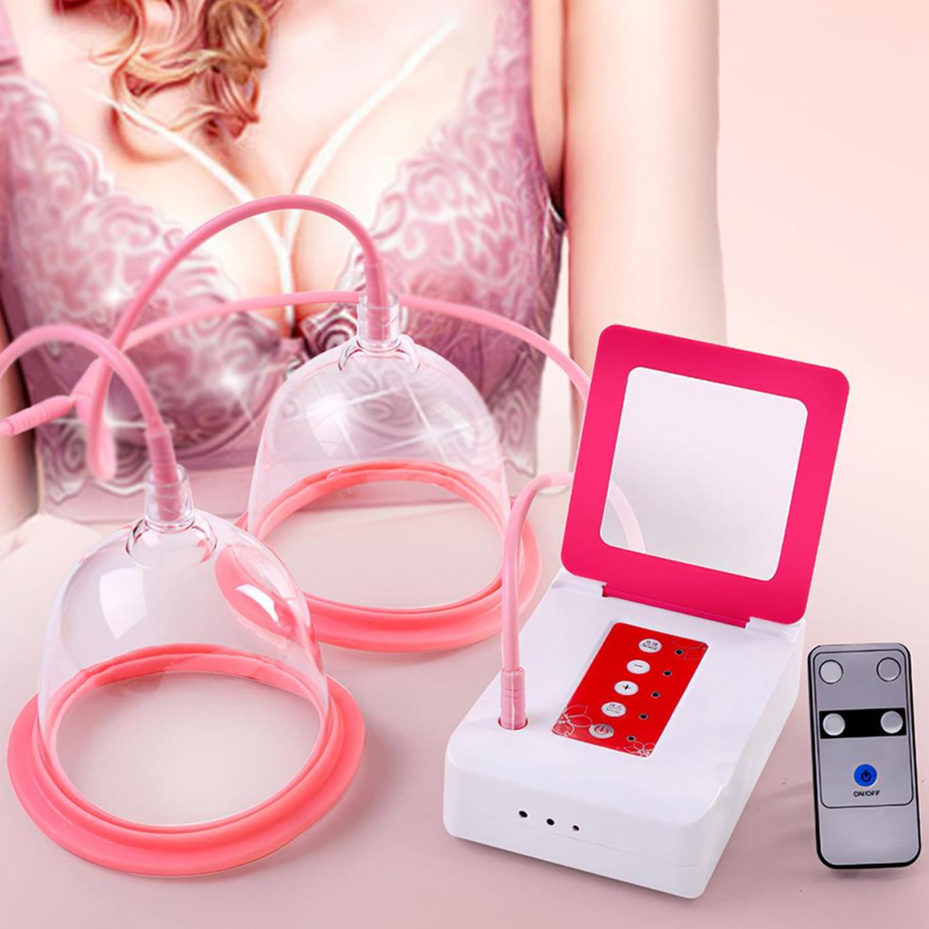 1 ensemble de masseur de sein, machine électrique d'amélioration du sein anti-affaissement avec 2 modes, appareil soin massage poitrine à domicile respectueux la peau, D..