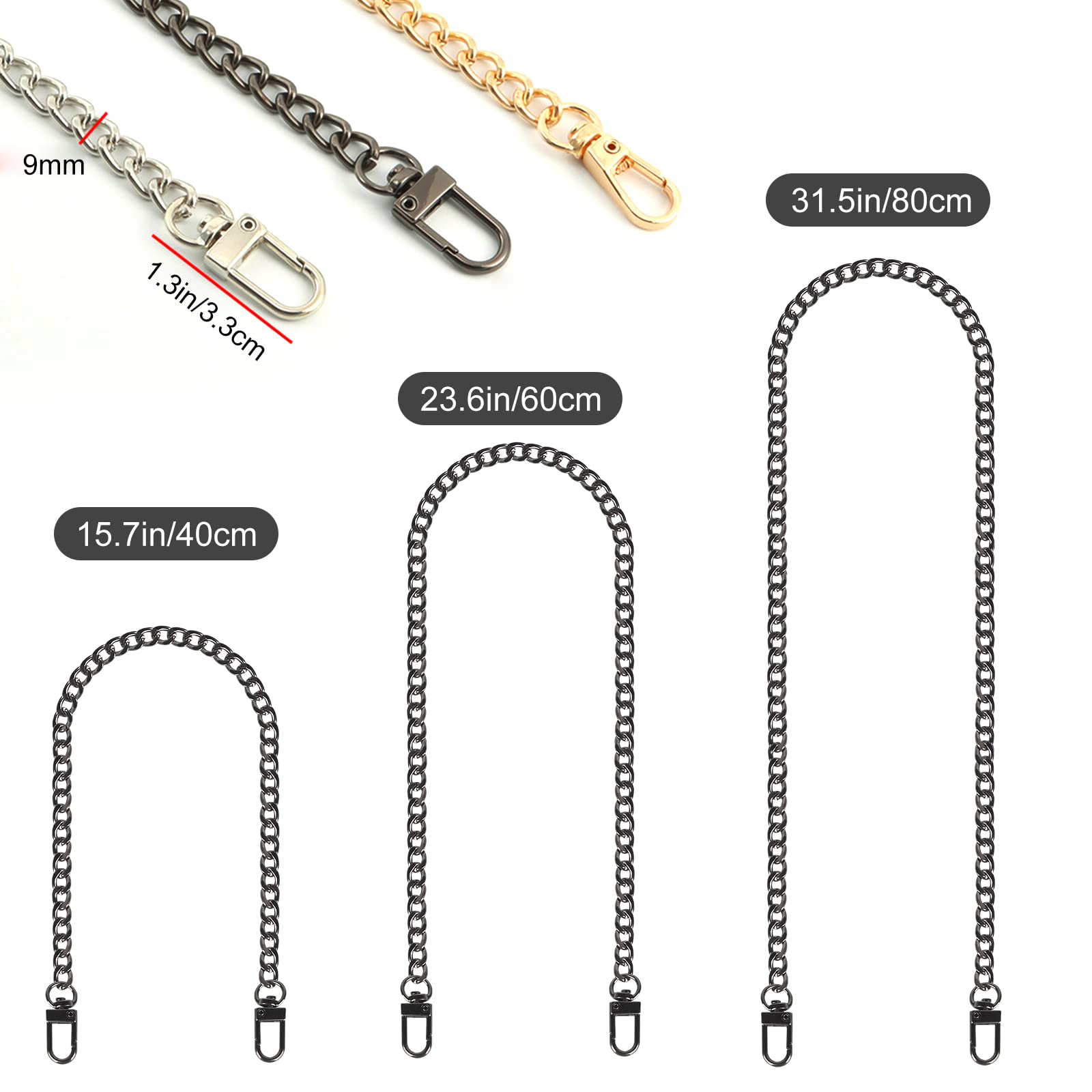 Sweetone Catena per Borsa a Tracolla, 2 Pezzi Tracolla per Borsa Donna, Cinghie di Ricambio a Catenella in Metallo, Tracolla di Ricambio per Borsa per Borse a Tracolla, Crossbody (Argento
