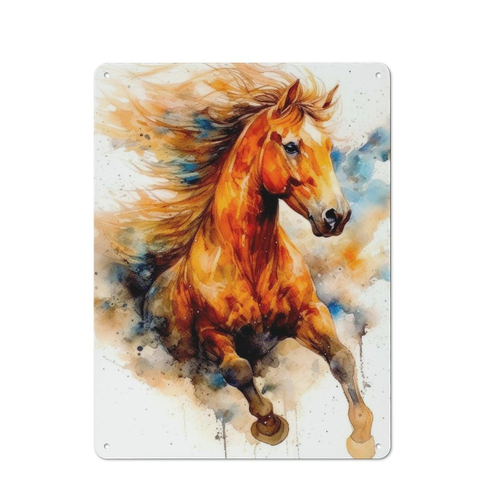 Junmoney Watercolor Horse Art Retro Metal Wall Sign 40X30cm With For Café Or Home Bar, For Cooler-Season Styling In Café And Home Bar