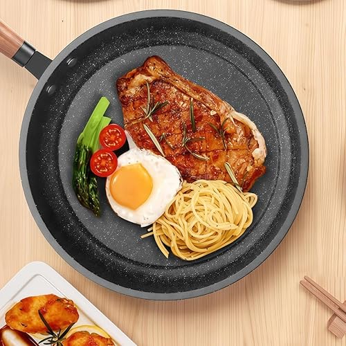 Miniatura 5 de Sartén antiadherente de 9.5 pulgadas con revestimiento de granito, utensilios de cocina de piedra saludable para tortillas y más, sin PFOA, ideal