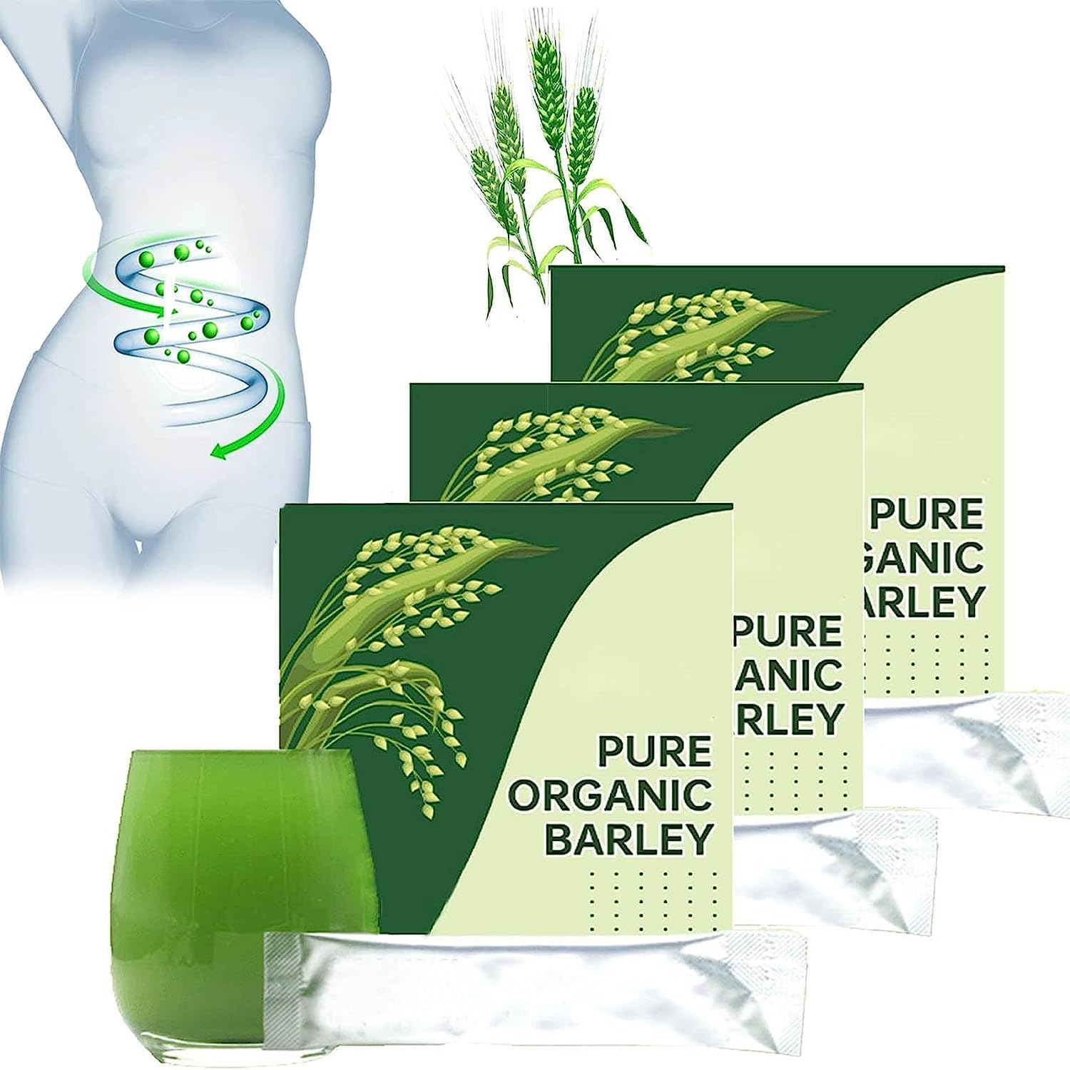 Naveta Barley Grass Powder 100% Pure & Organic, Barley Grass Powder Organic, Naveta Organic Barley Grass Powder for Weight, Naveta Barley Grass Powder Organic, Fast Work in 2 Weeks (3box)