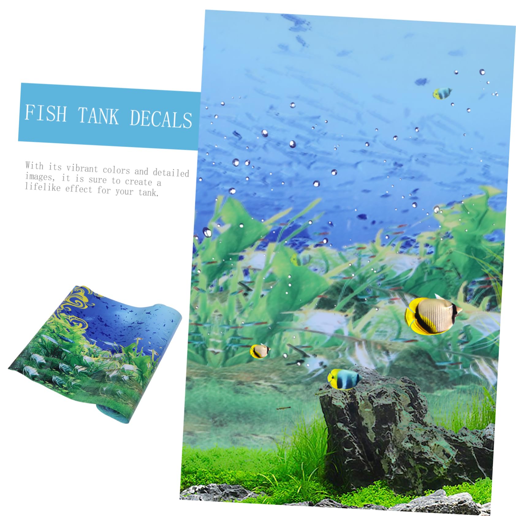 3 Piezas etiqueta engomada del fondo del tanque de peces 3d imagen de fondo bajo el agua decoración pegatinas etiqueta del acuario cartel de pecera espesar Decorar fotografía