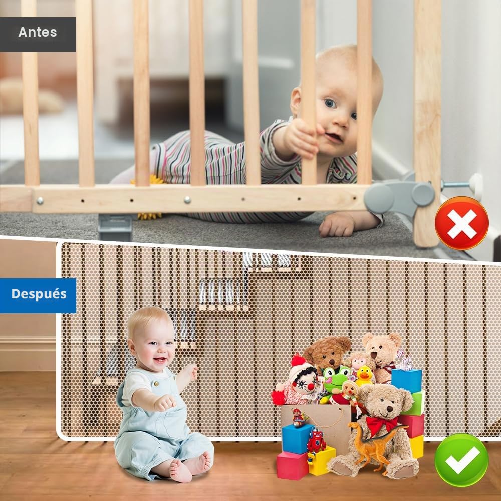 Malla De Seguridad para Escaleras 80cm x 3m Red de Seguridad para Niños, Red de Seguridad Infantil, Malla Protectora Balcon, Red Seguridad para Niños, Red de Seguridad para Balcones, Blanco