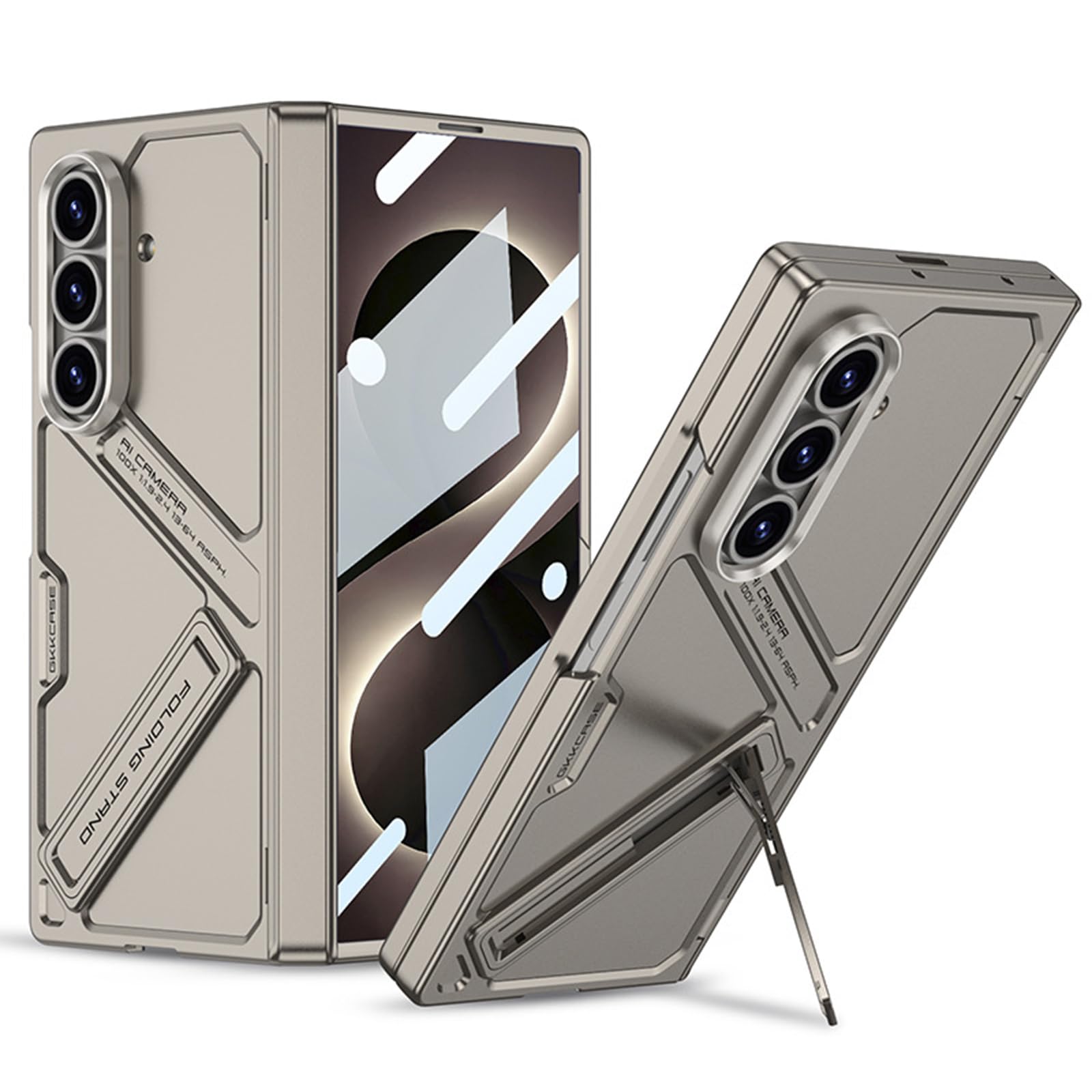 FDUJINH Kickstand Case for Samsung Galaxy Z Fold 8 Ultra, Adjustable Stand Protection Cover Built-In Screen Protector Shockproof Hinge,Gray,Fold 8 Ultra