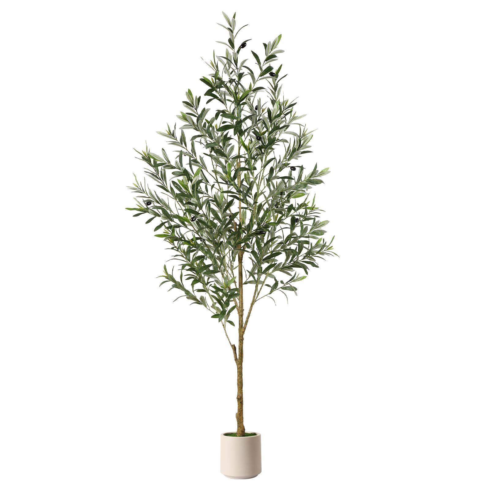 Alupssuc 6FT Faux Olive Tree with Fruits White Pot
