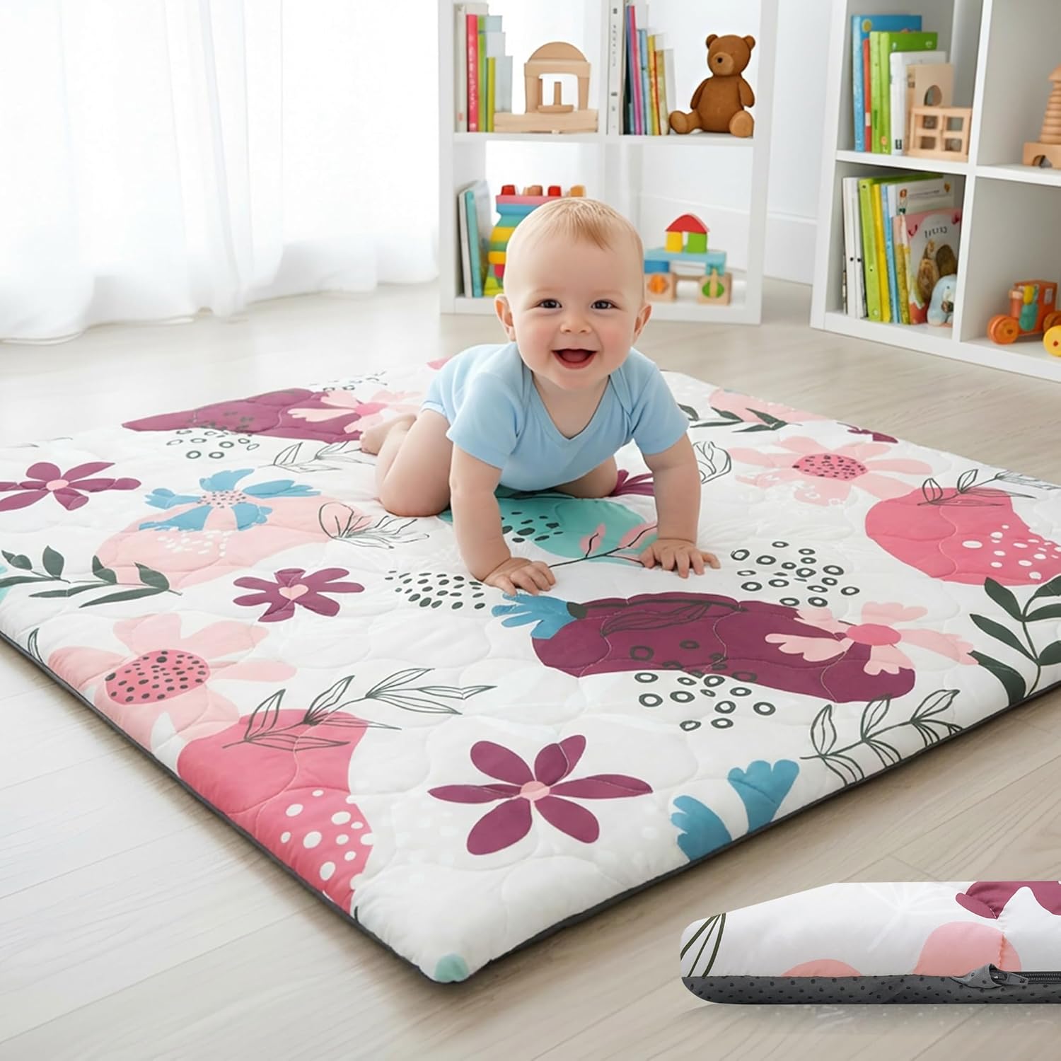Alfombra de Juego de Espuma Gruesa 50x50 cm Funda Lavable