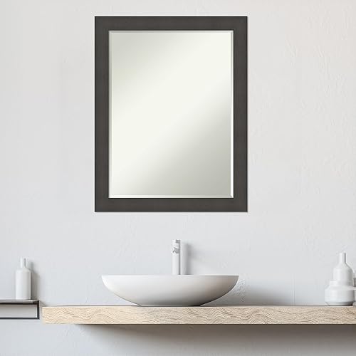 Miniatura 9 de Amanti Art Espejo de baño, espejo de pared estrecho de níquel cepillado Grace para usar como espejo de tocador de baño sobre el fregadero (26 x 20