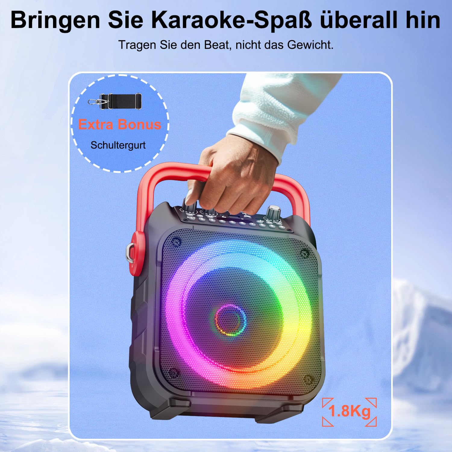 Karaoke Maschine mit 2 Karaoke Mikrofonen: Singingmate Karaoke Anlage mit 2 Mikrofonen für Erwachsene Kinder - Tragbare Bluetooth Party Karaoke Box - Mikrofon mit Lautsprecher