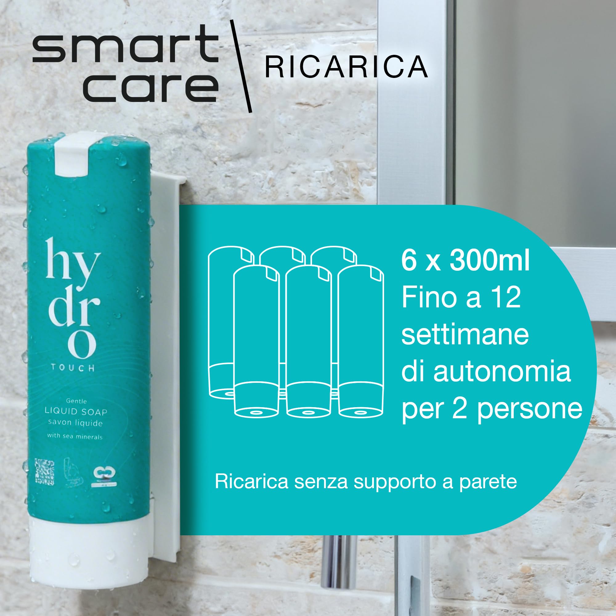 ADA Cosmetics Sapone Mani Liquido – Set da 6 x 300 ml, formula vegana delicata con minerali marini ed estratto di alghe, compatibile con supporto SmartCare