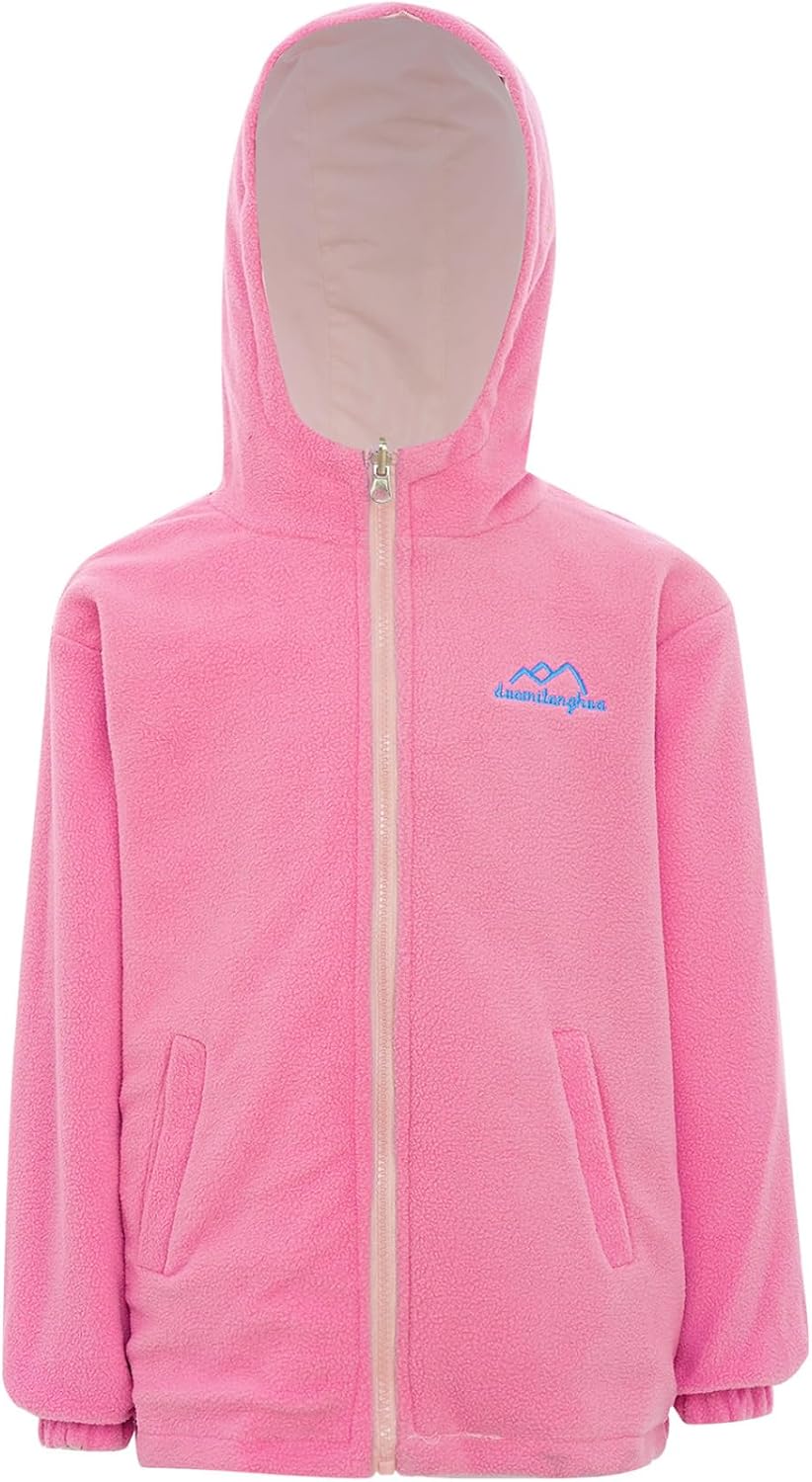 JEYPINMI Toddler Girls Fleece Jacket Outdoor Fuzzy Outwear Coat Zip Up Hoodie Fall Winter Hooded Sweatshirt