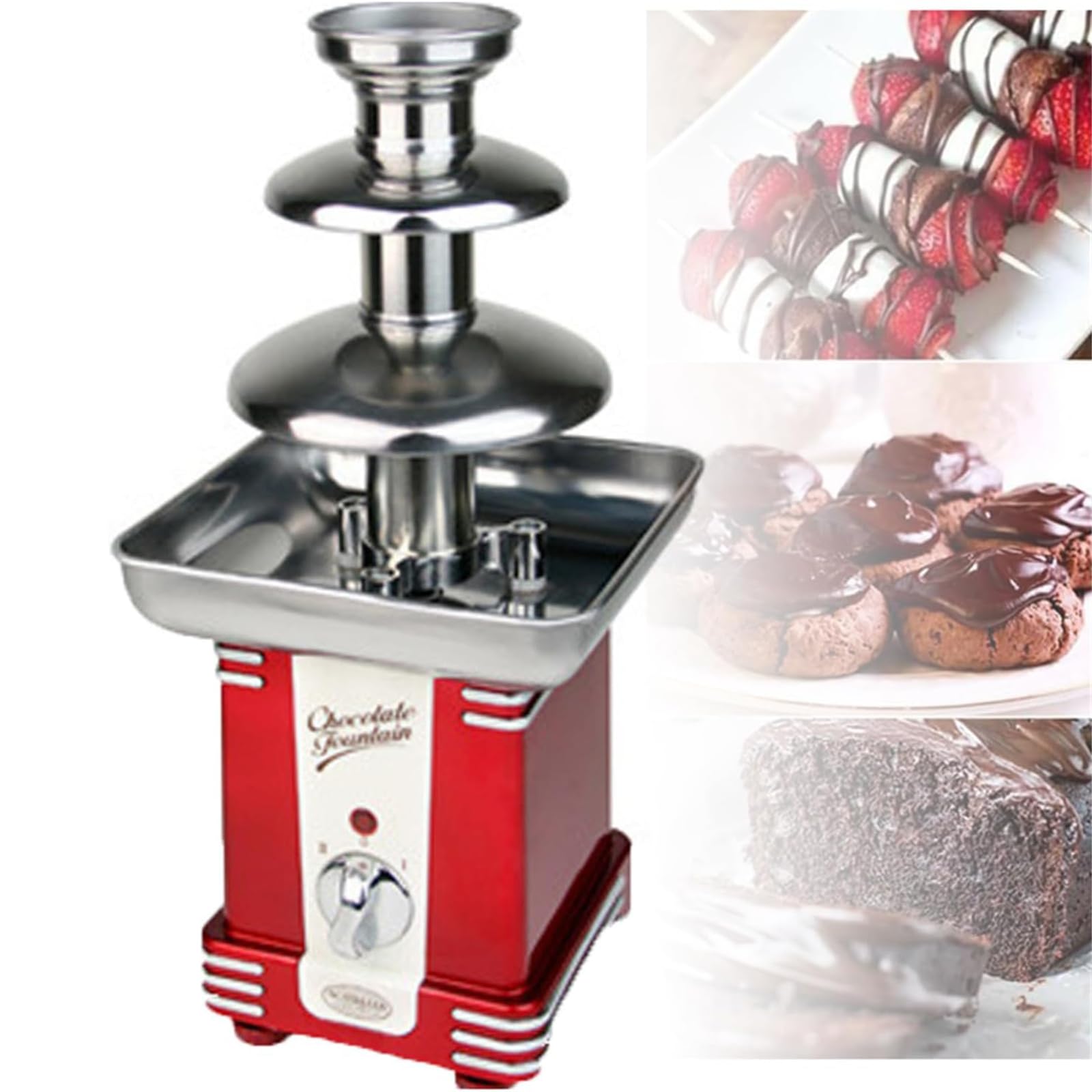 IMOSEI Chocolate Fondue Machine, Electirc Chocolate Fondue Tower Machine with 3 Tiers, DIY Various Chocolate Treats, Food?grade Stainless Steel, for Restaurants Weddings Parties