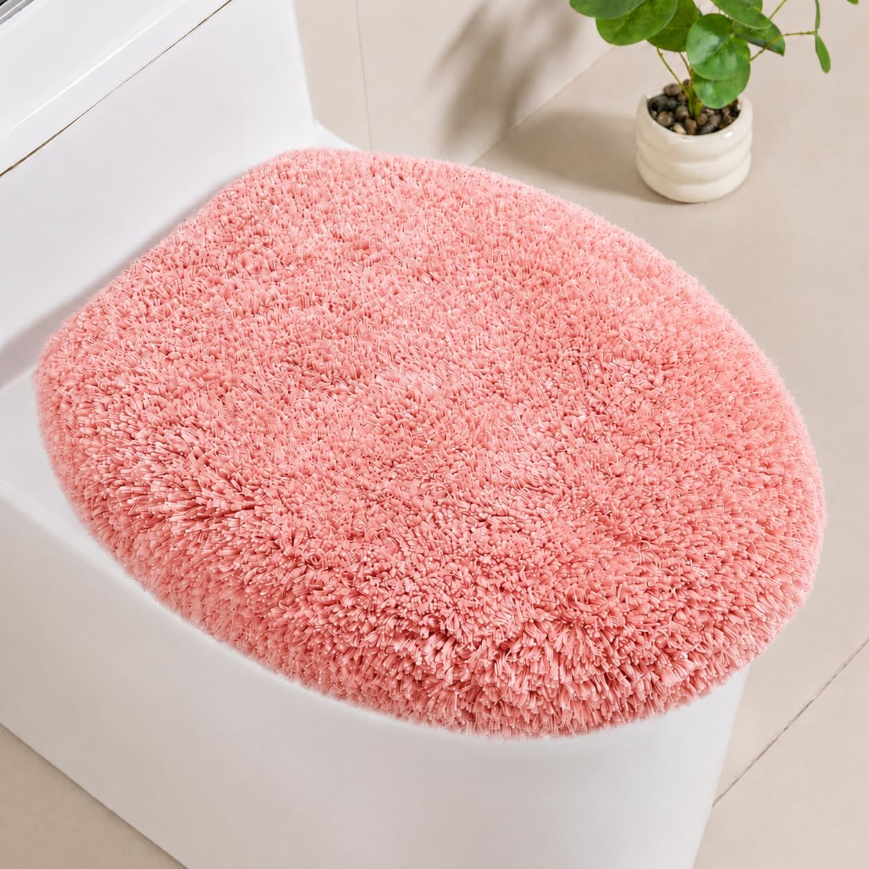 Microfiber Elongated Toilet Seat Cover, 19.5"x15" Machine Washable