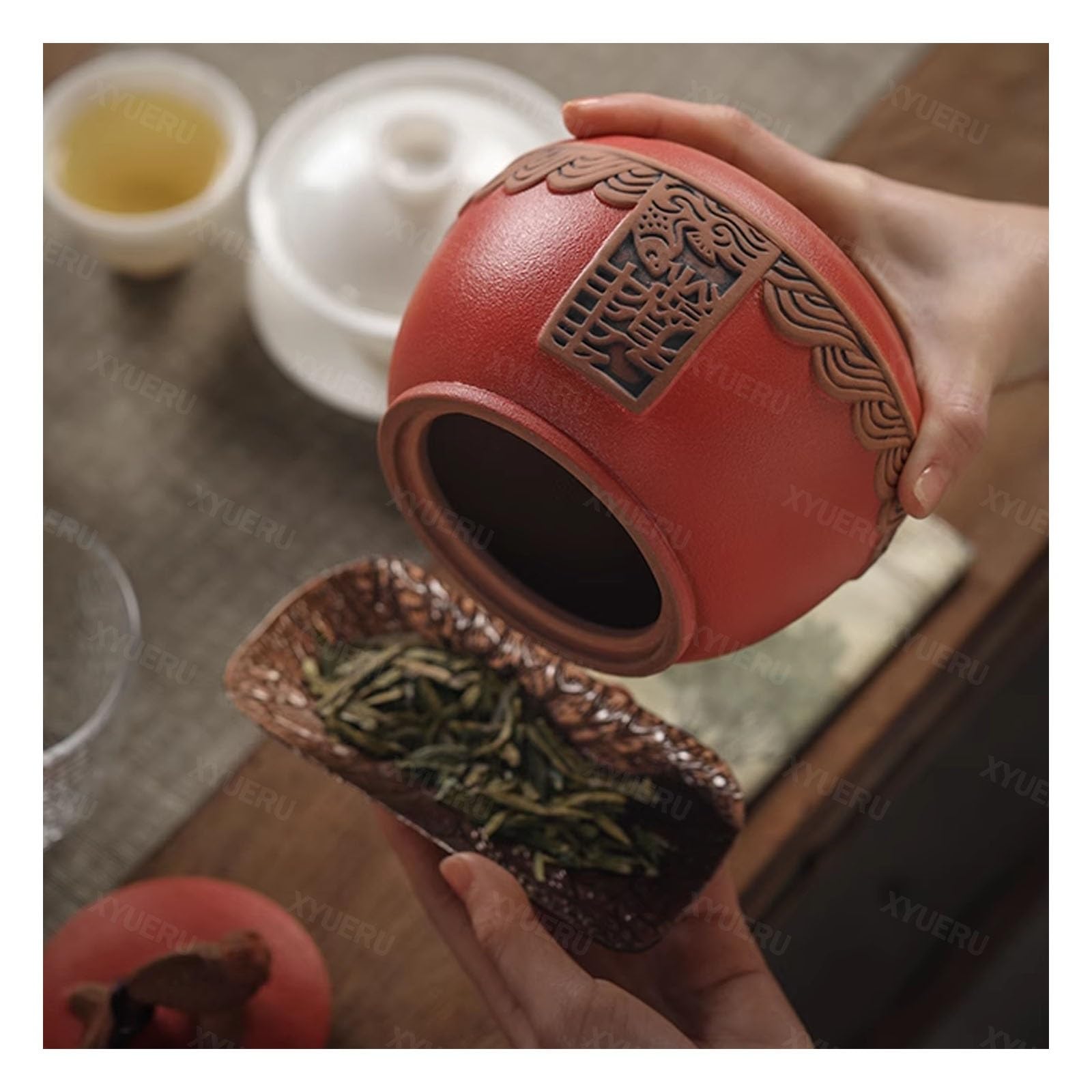 Bocal à thé en céramique avec couvercle scellé – Rangement de cuisine vintage, récipient hermétique pour l'organisation de la maison et le stockage du café