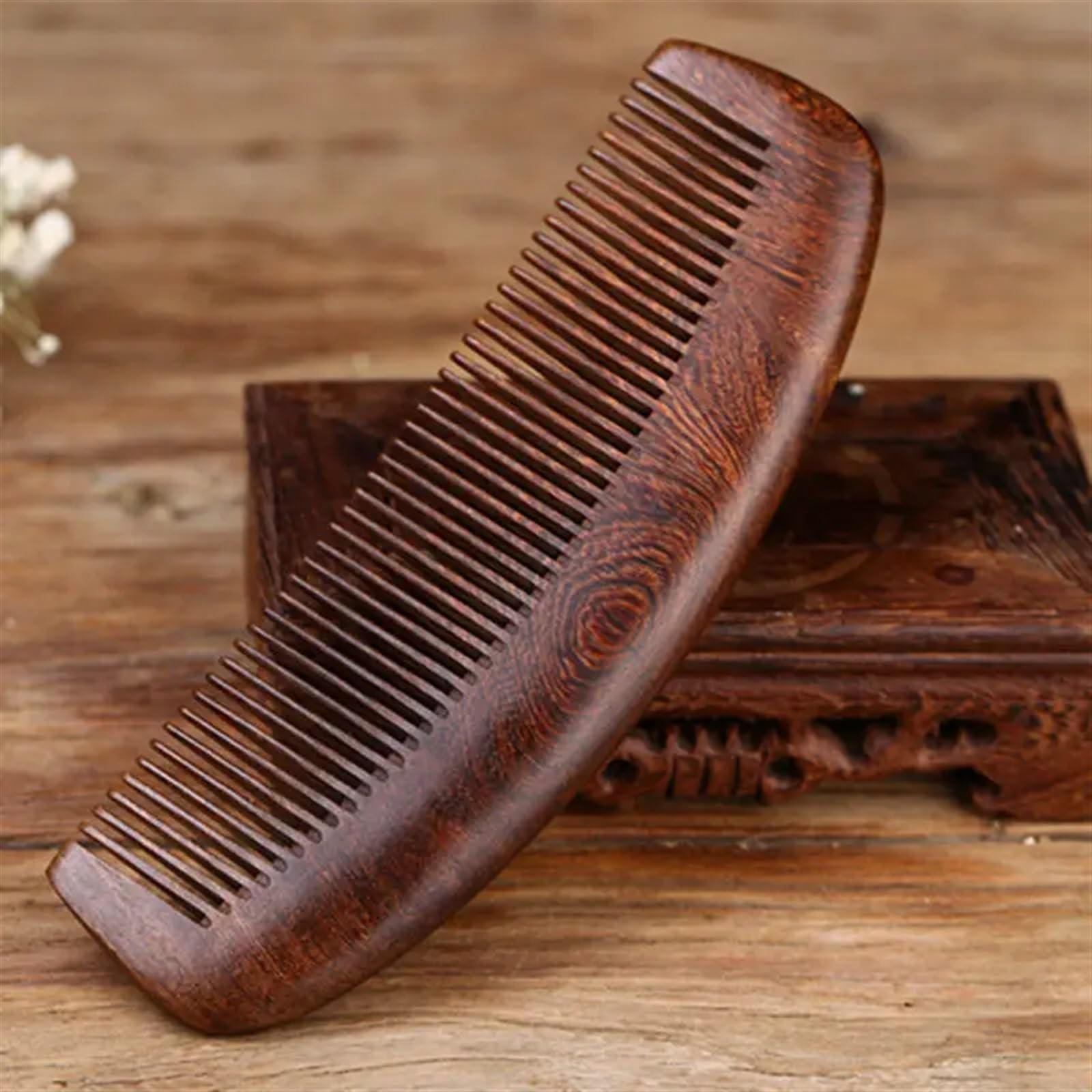 Handmade: naturalne drewno sandałowe grzebienie do włosów antystatyczny zapach drewna naturalny rozczesywanie włosów drewniany grzebień (rozmiar: czarny księżyc)
