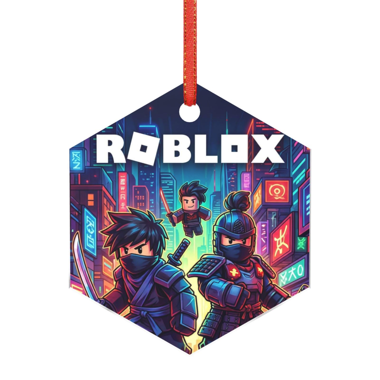 Hjkjkkj Hexagon Acrylic Ornament Christmas Tree Decoration Clear Round Pendant With Red Ribbon Roblox Christmas Ornaments Indoor Outdoor Hanging Acrylic Pendants For Xmas Party Decor