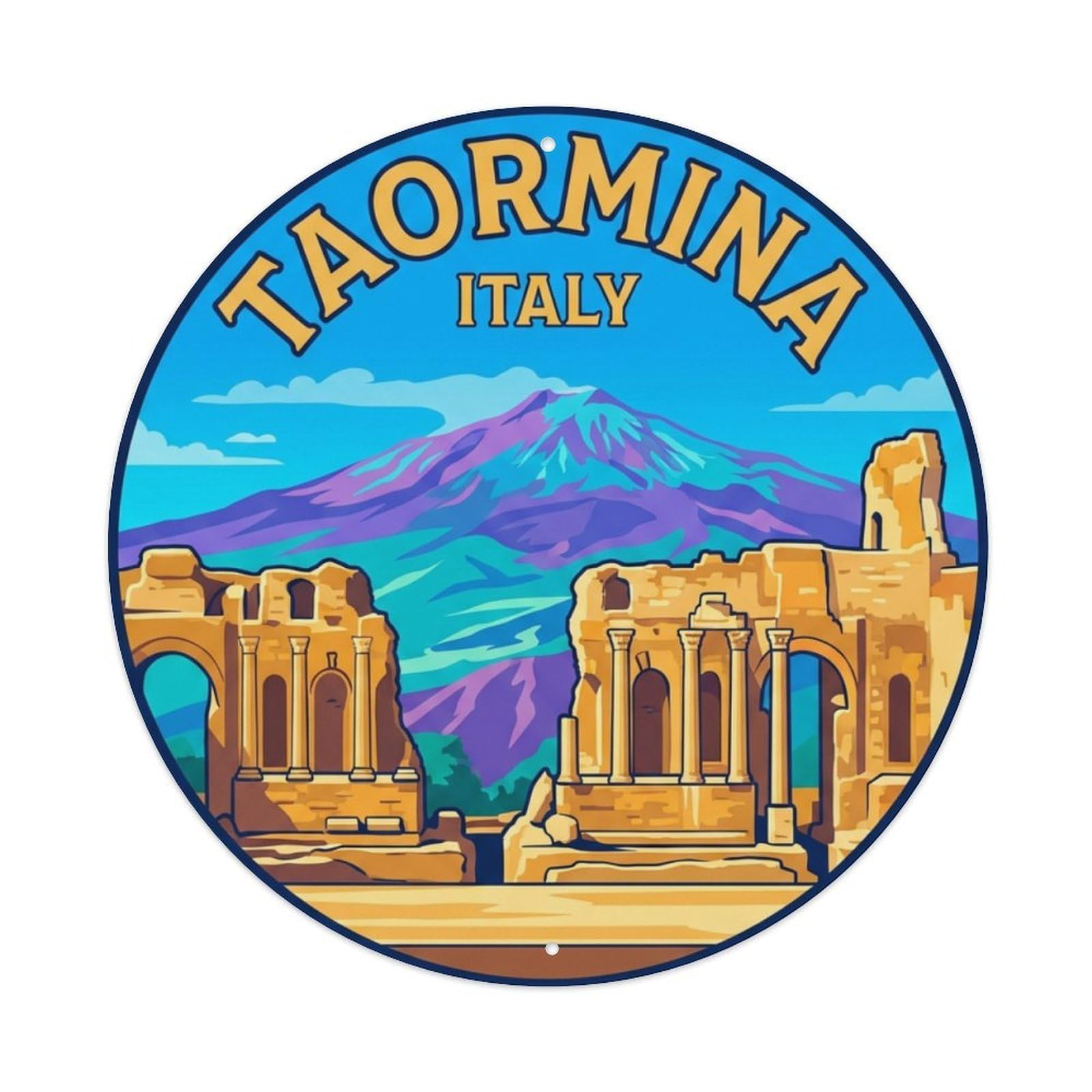 Metal Tin Sign Italy Retro Travel Taormina