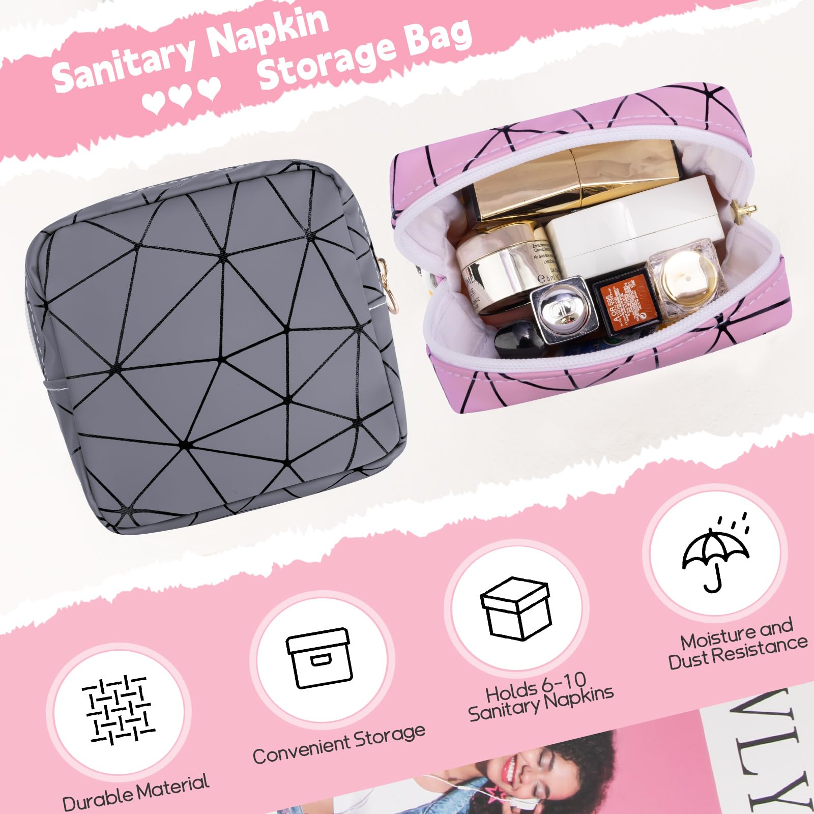 Amazon | Desing Wish サニタリーポーチ 2個入り サニタリー 袋 携帯用