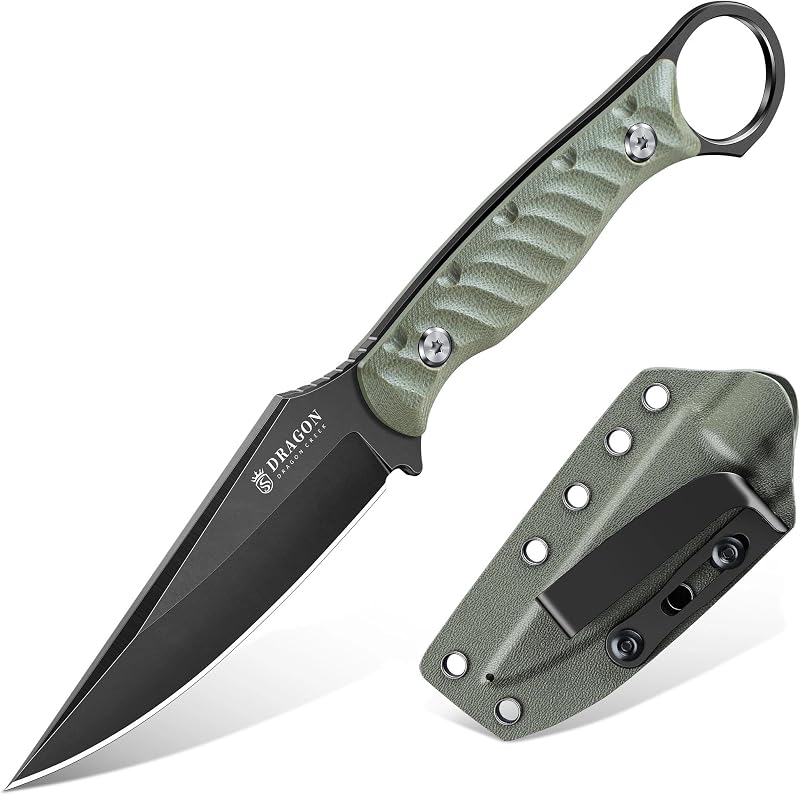 Fixed Blade Knife - Outdoor Survival Gift Men Green | Small Knife with Sheath for Camping Hiking