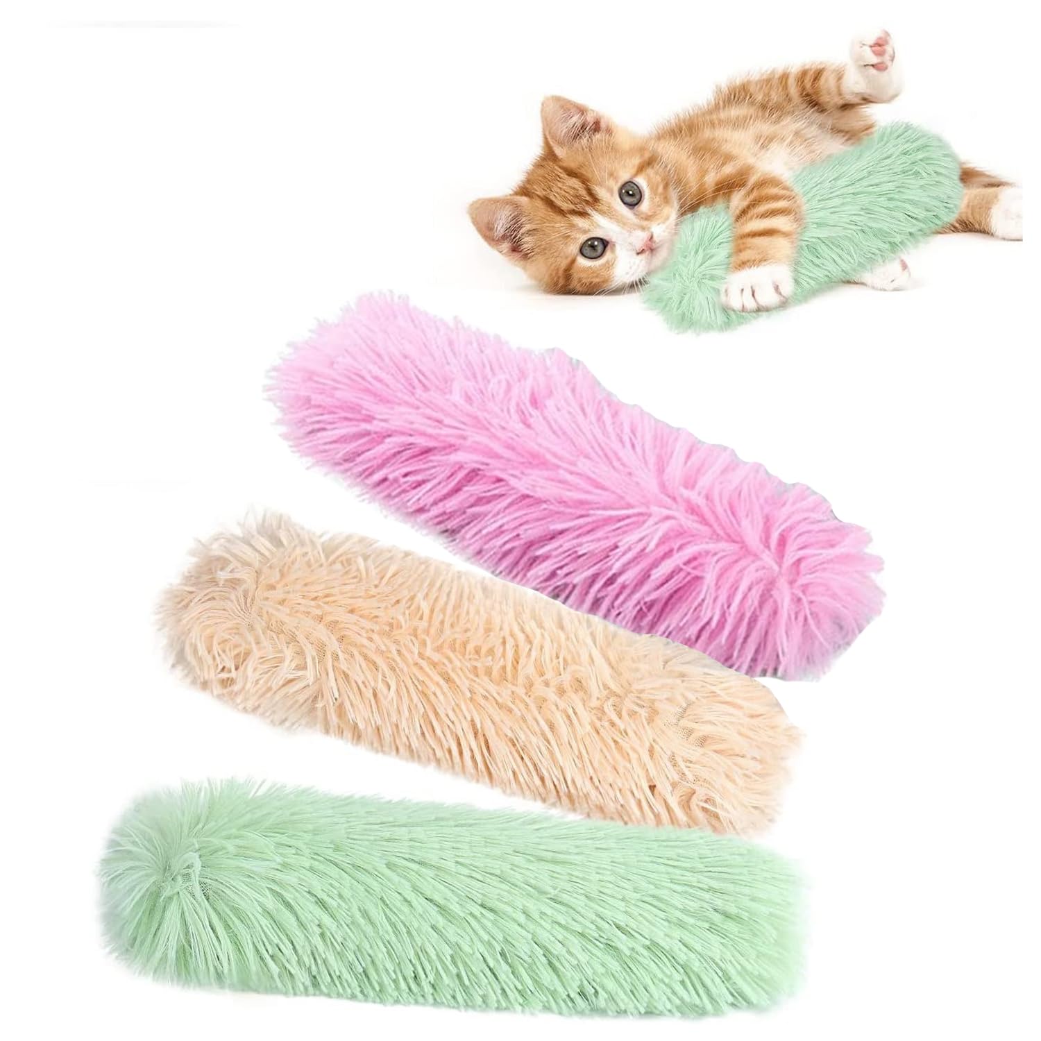 MANGOKKA Cat Toys Pillows, 3 Pack of Soft and Durable Crinkle Sound Catnip Pillows, Catnip Toys for Interactive Indoor Kitten Kicker, Cat Kicker Toys, Promotes Kitty Exercise