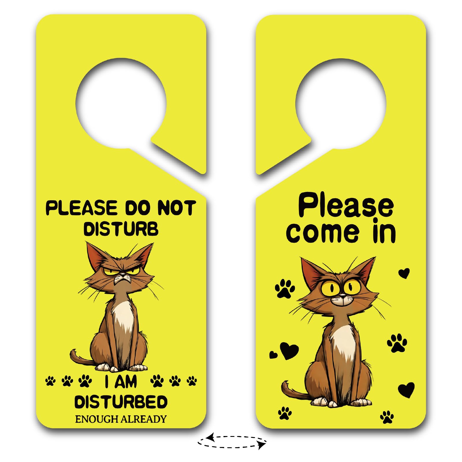 PRESSINART 2Pcs 2 Styles Cat Do Not Disturb Sign PVC Double Sided 9 x 4 Inch Durable Sign, Please Come In Door Hanger Funny Notice Plaque for Office Home Therapist Clinic Dorm Quiet Space Decoration