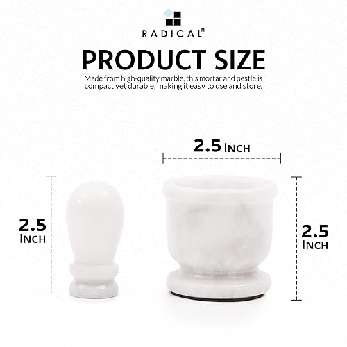 Miniatura 8 de Radicaln Juego de mortero de mármol y mortero blanco de 2.5 pulgadas, molinillo de mano hecho a mano para cocina, juego de mortero pequeño ideal