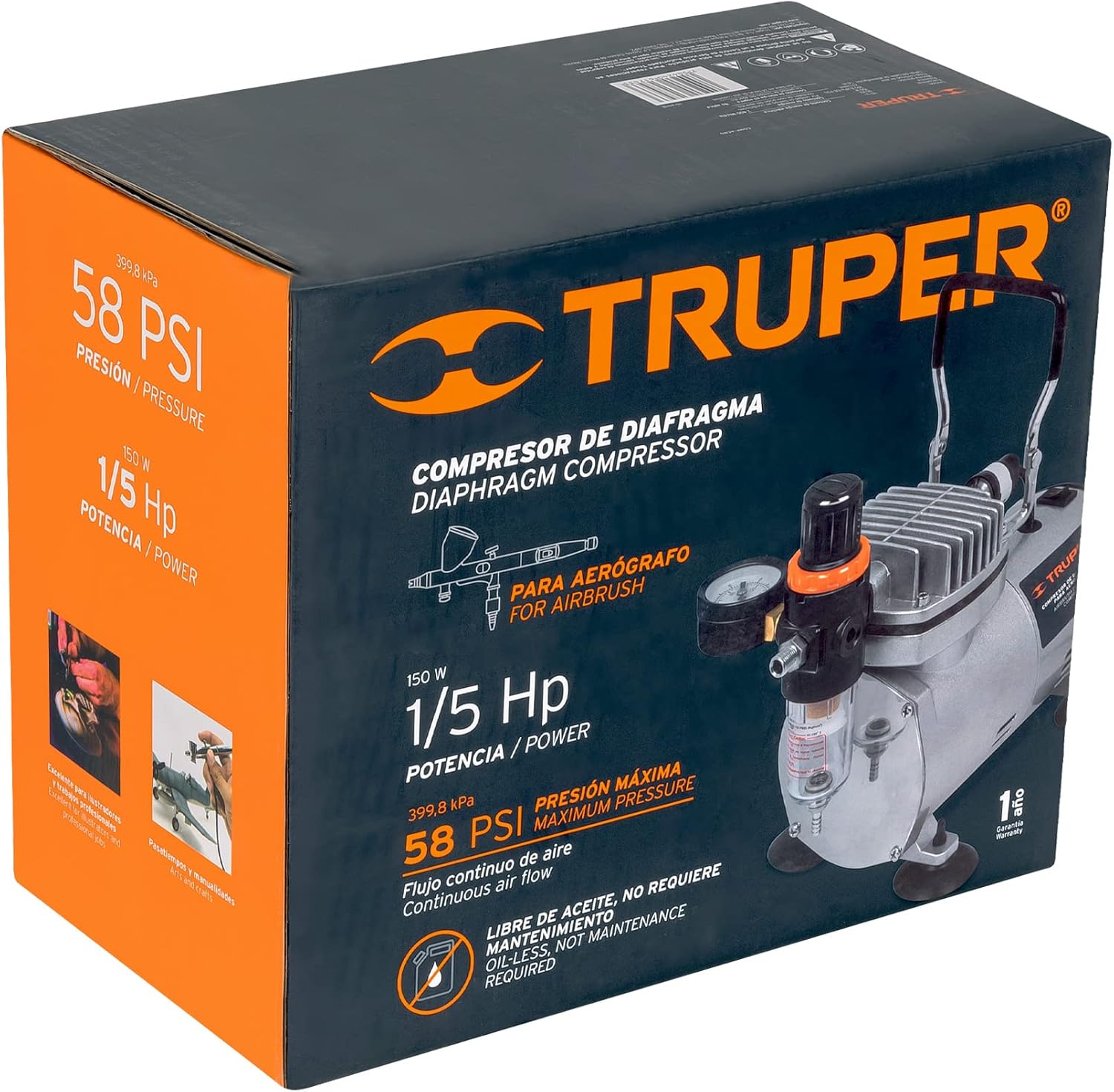 TRUPER COMP-AERO Oil Free Airbrush Air Compressor