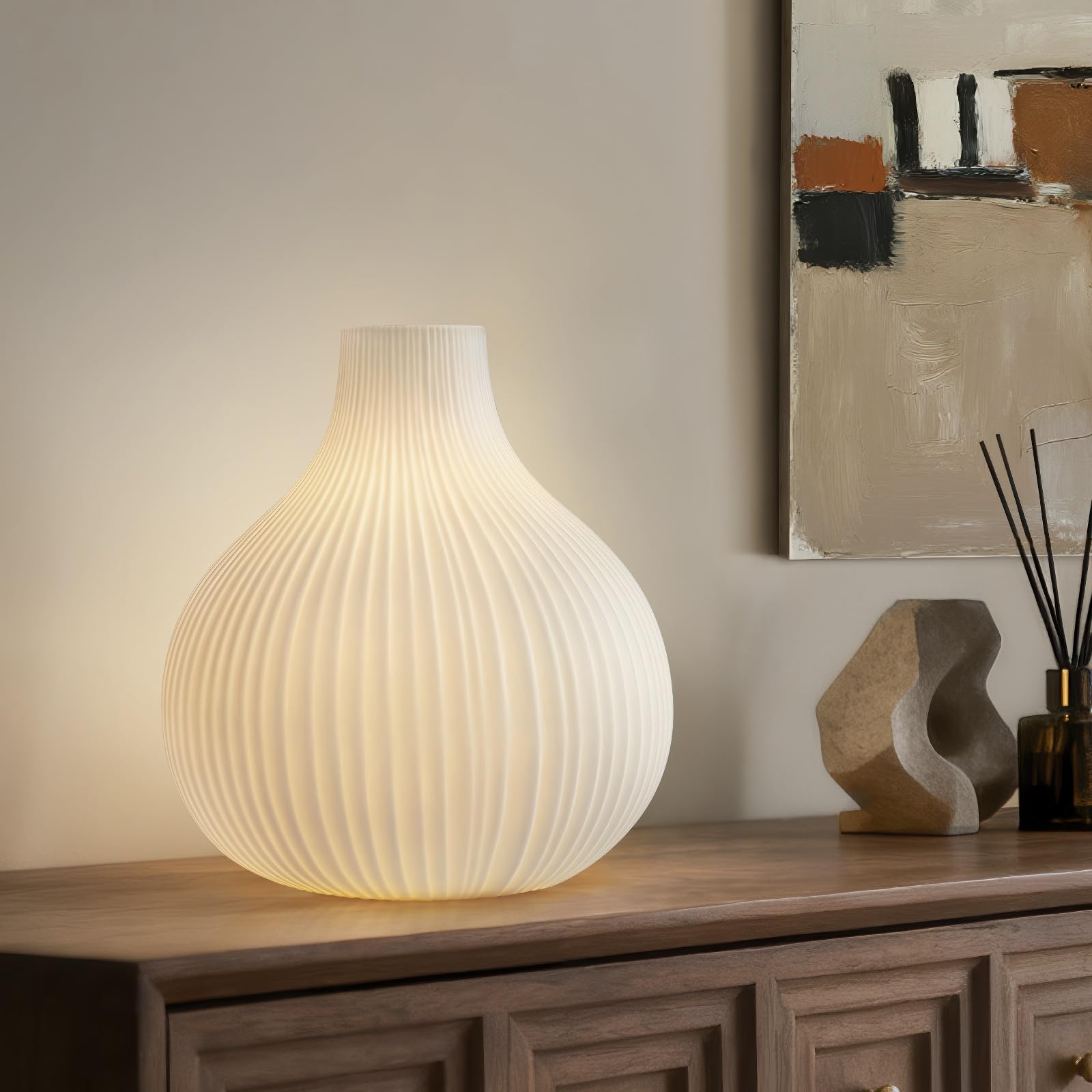 RONDURE 8 7 Modern Ceramic Table Lamp Fully Dimmable Modern Bedside Lamps for Bedroom Living Room and Nightstand