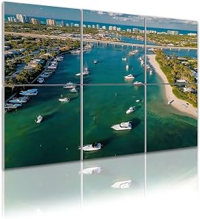 6 Pack Art Acoustic Panels Peanut Island Singer Island West Palm Beach sandbar drone photography Soundproof Wall Panels, 48"x72" Decorative Sound Absorbing Panels, Acoustic Treatment for Home, Office