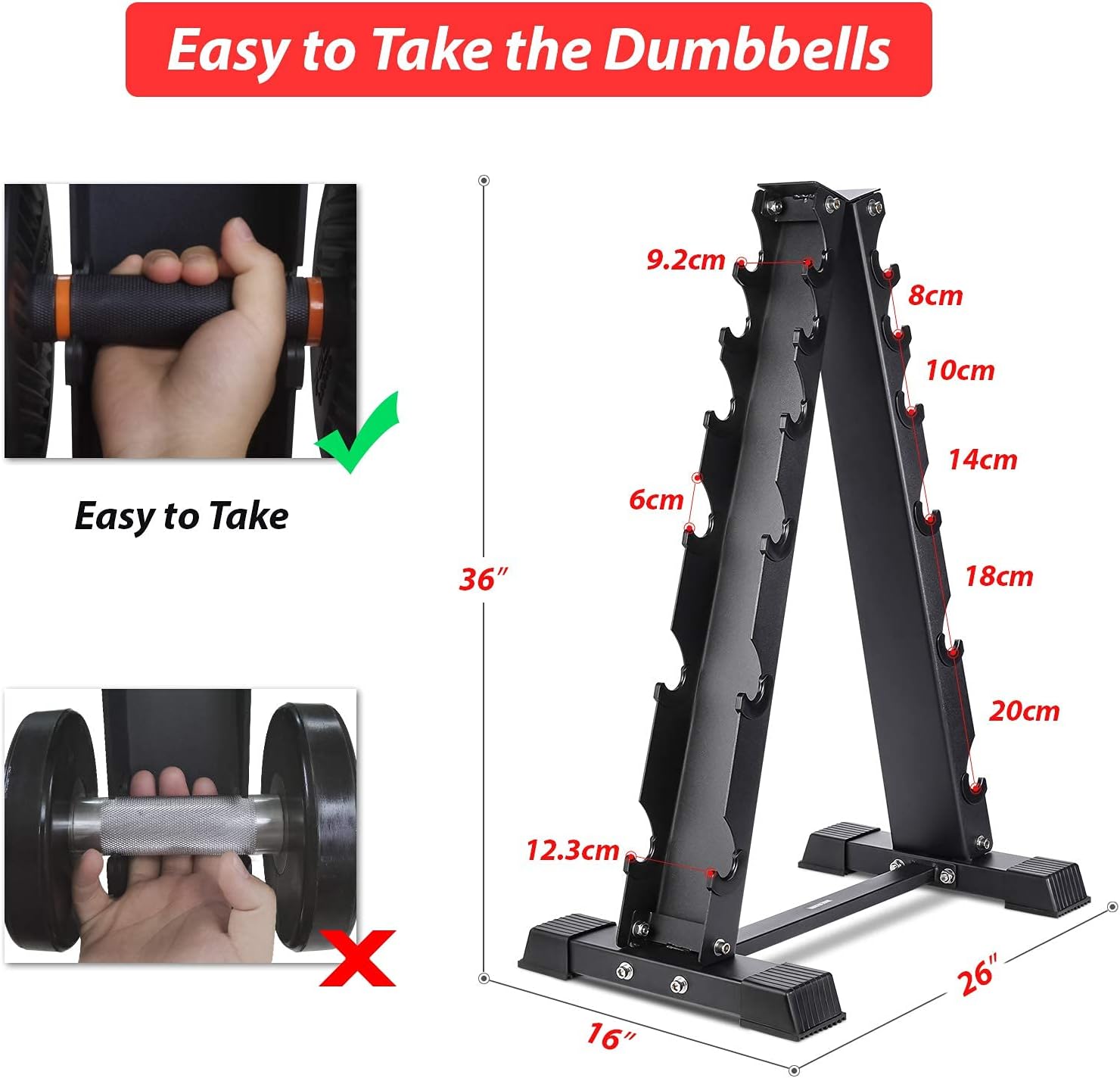 AKYEN A-Frame Dumbbell Rack Stand Only, 6 Tier Weight Rack for Dumbbells (800 Pounds Weight Capacity, 2021 Version) : Sports & Outdoors