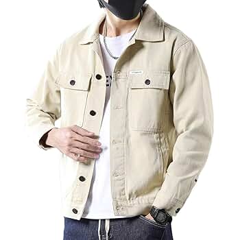 SANGTREE Mens Casual Denim Jacket Classic Trucker Long