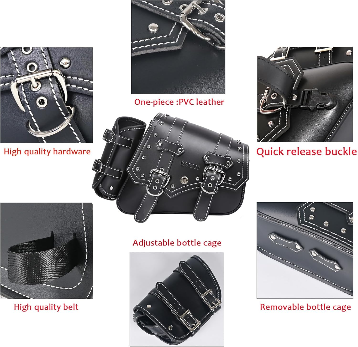 Motorcycle Saddle Bags Side Bags - Saddlebags Softail Pvc Leather,Waterproof,Swing Bag Side, Side Tool Bag, Universal, Storage Tool Bag for Motorbike,with cup holder (Right side)