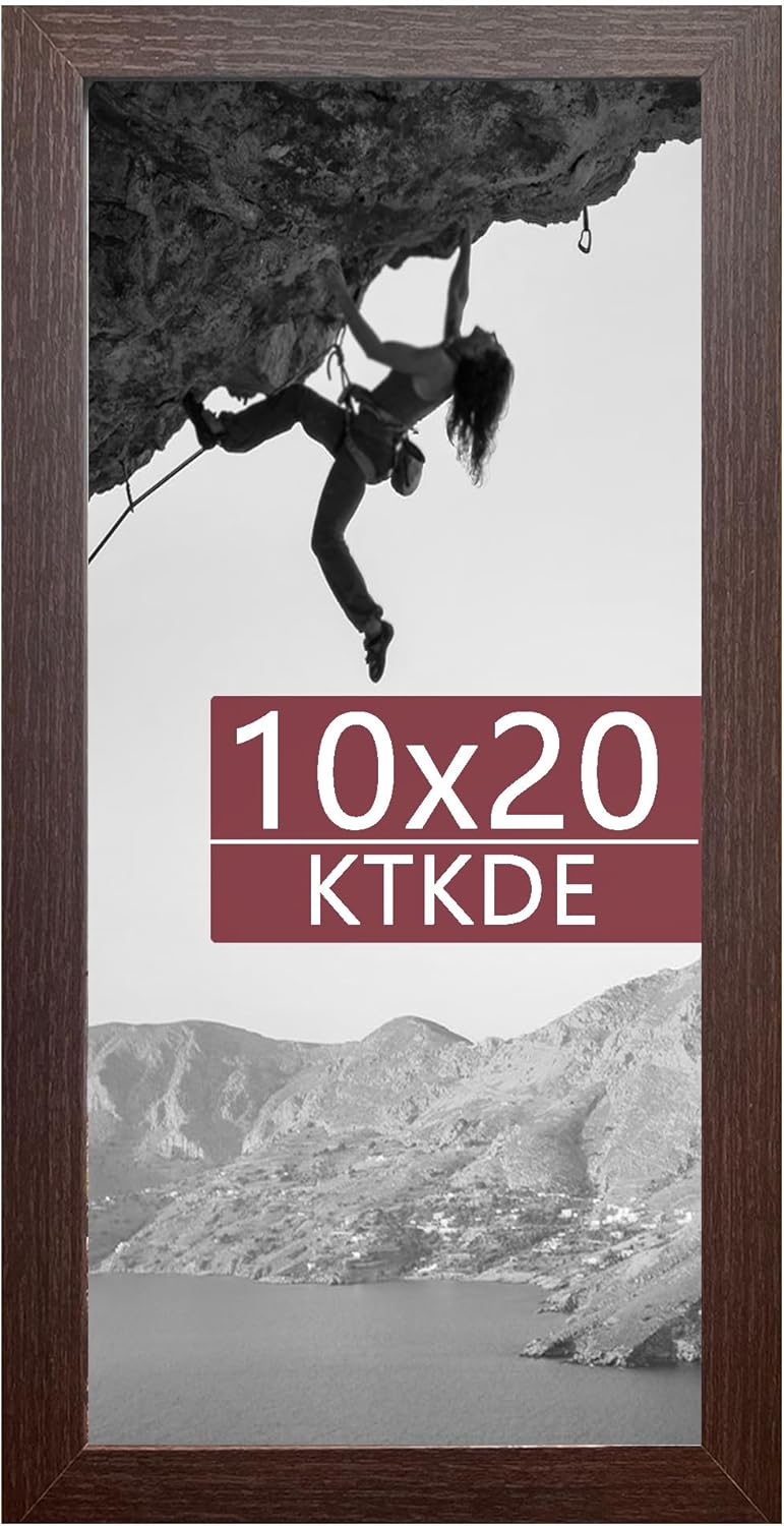 KTKDE 10x20 Picture Frame Wooden, Polished Plexiglass, Rectangle Photo Frame for Photos,Studio Gallery Wall Hanging Posters & Best gift Walnut 10x20-1Pack