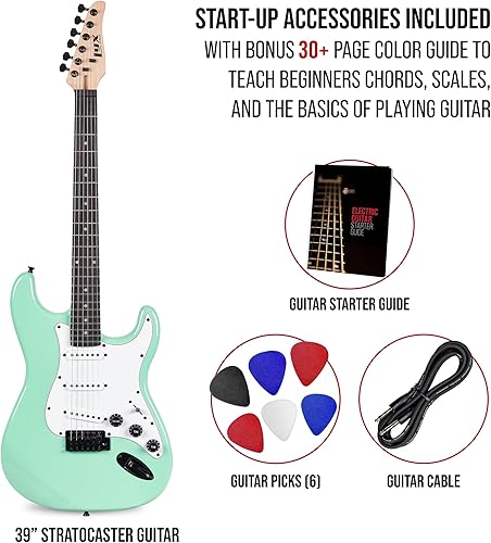 Miniatura 2 de LyxPro CS - Kit de guitarra eléctrica de 39 pulgadas para principiantes, intermedios y profesionales con guitarra, cable de amplificador, 6 púas y