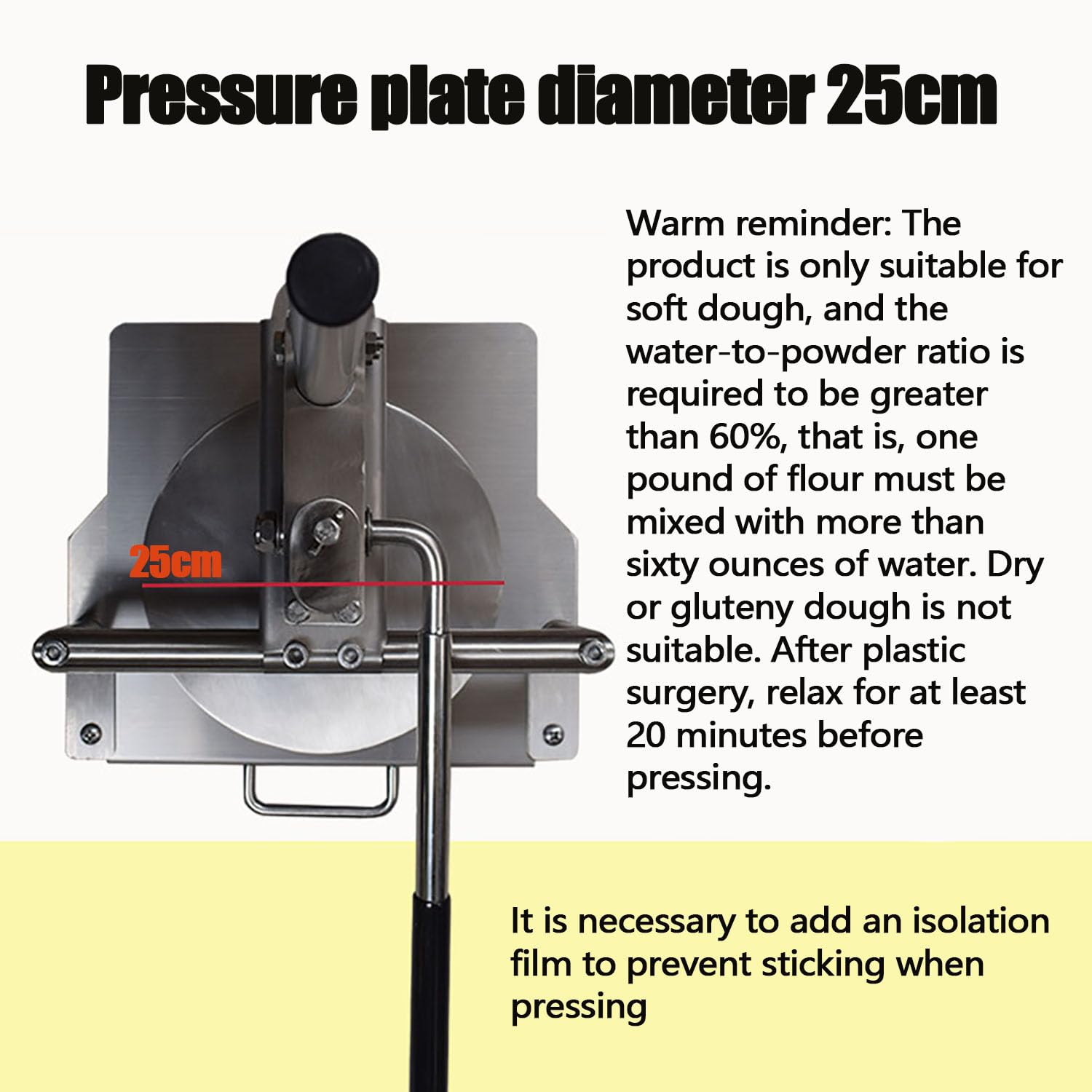 Prensa Para Pizza De Acero Inoxidable, Con Ajuste Manual Del Grosor | Placa De Presión Redonda De 25 Cm, Fabricada Con Apto Para Uso Alimentario