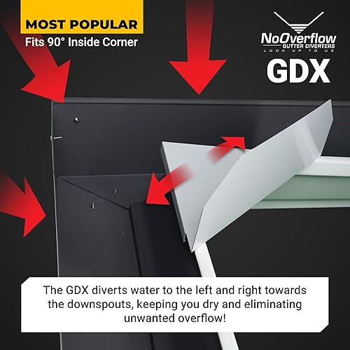 Miniatura 5 de NoOverflow Gutter Diverter Extreme X - Extensor de canalón de lluvia, evita el desbordamiento de agua y daños a la propiedad, aluminio resistente